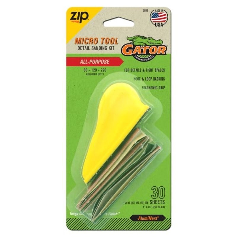 Gator MicroZip 7800 Sander Tool Kit, 3-1/2 in L, 1 in W, 80, 120, 220 Grit, Extr