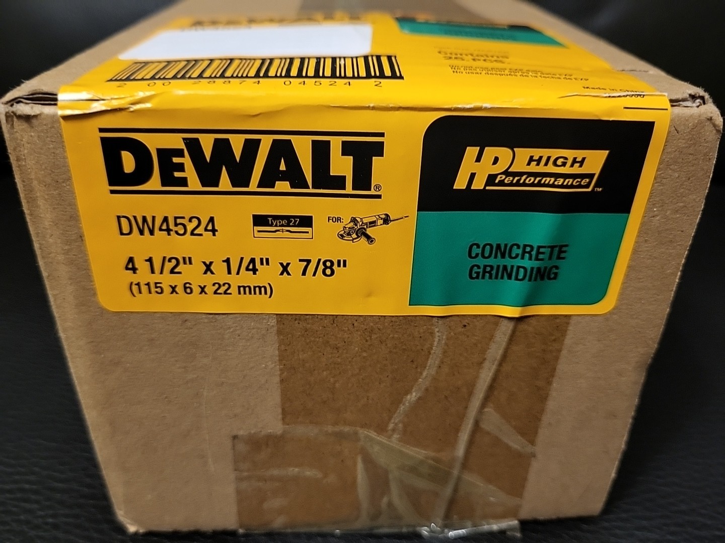25ct Case Dewalt Concrete Masonry Grinding Wheel 4-1/2″x 1/4″x 7/8″ DW4524 NEW
