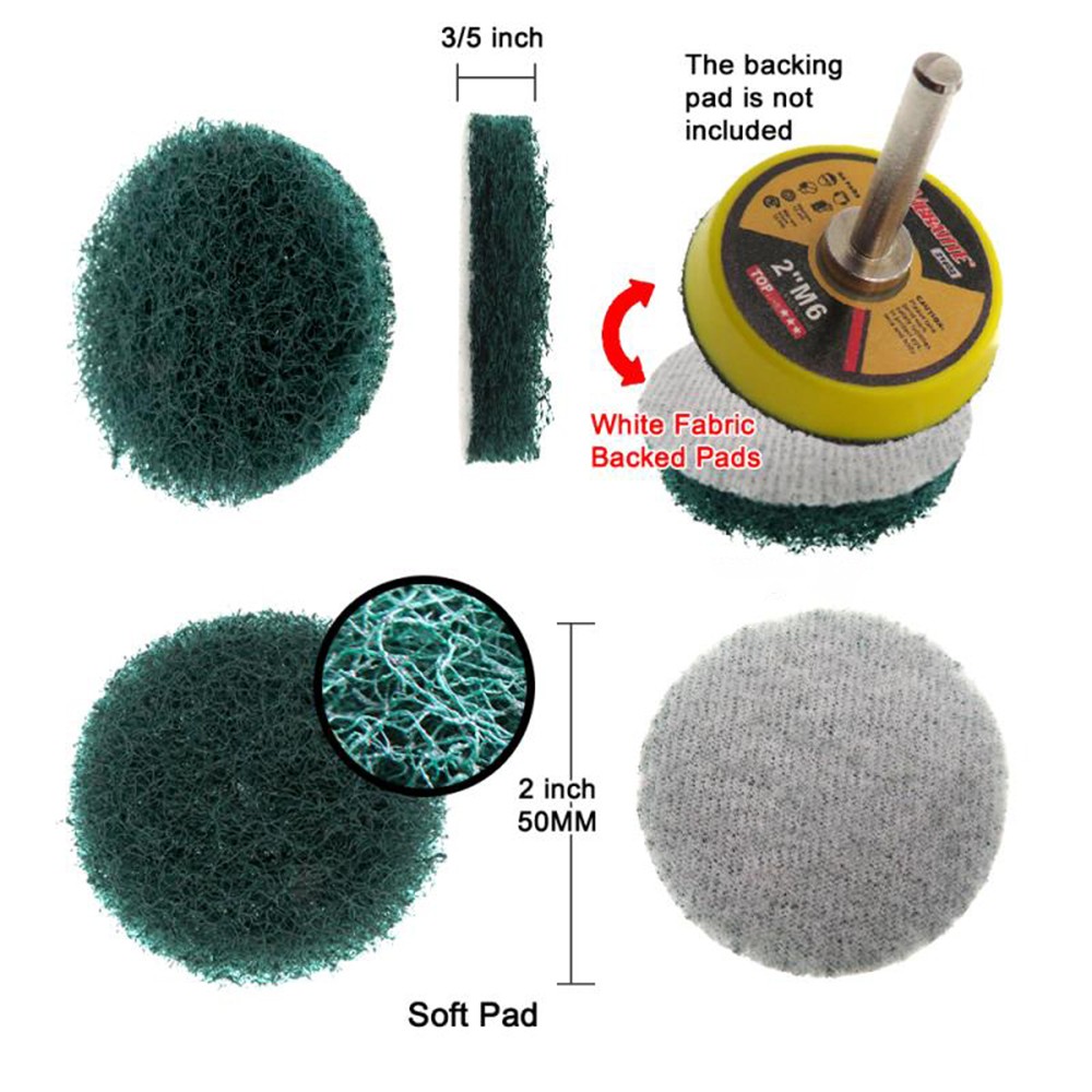 Scouring Pads Ø 50mm 2″ Sanding Discs Hook & Loop Polishing Grit 240# 400# 800#