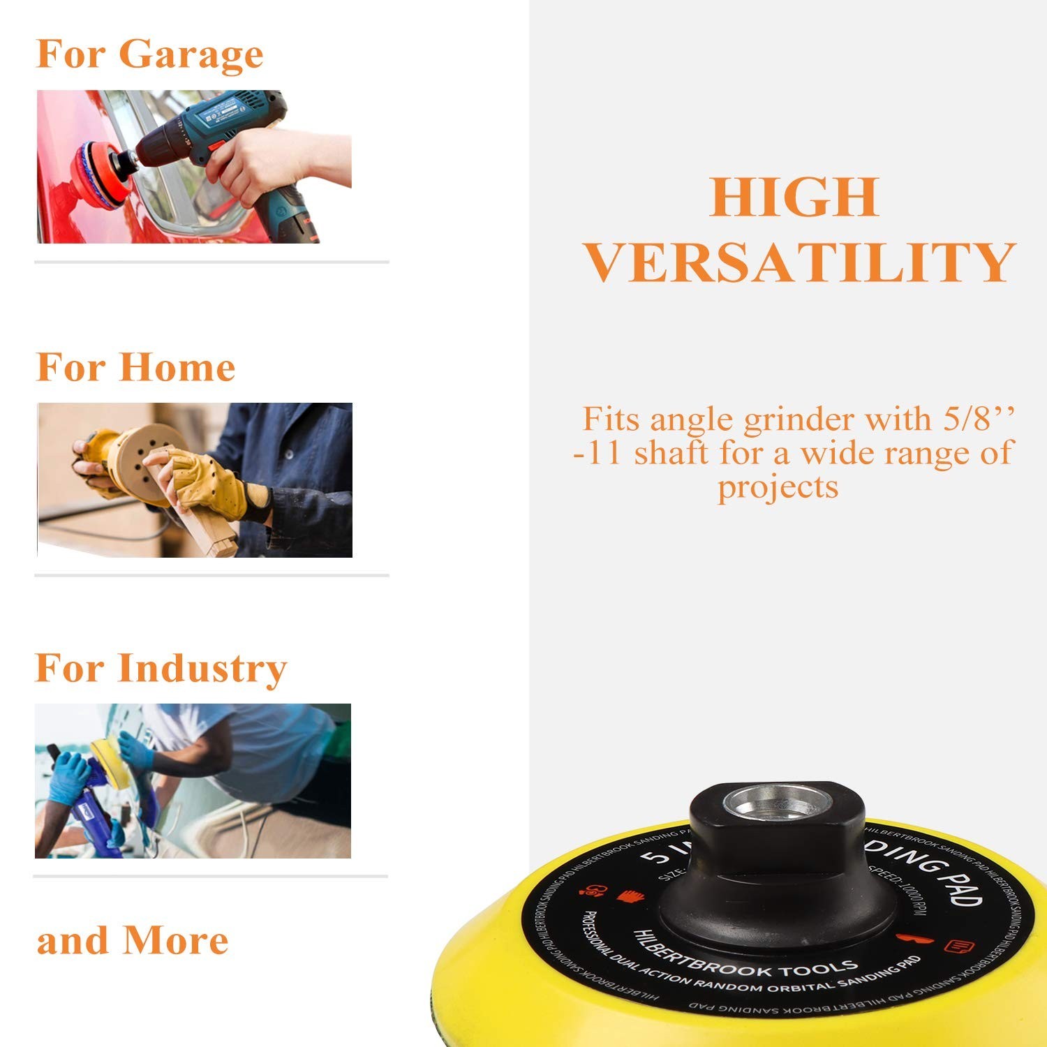 Durable 5 Inch Sanding Pad Set with 5/8-11 Threads for Craftsmanship Excellence