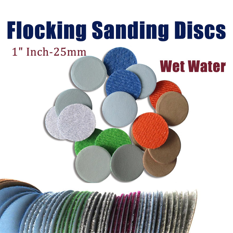 25mm-1″ Inch Flocking Wet Water Sanding Discs Hook and Loop Sandpaper Pads