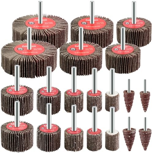20 Pcs Flap Wheel Sander Set 80 Grit Sanding Wheel for Drill 1/4″ Shank for