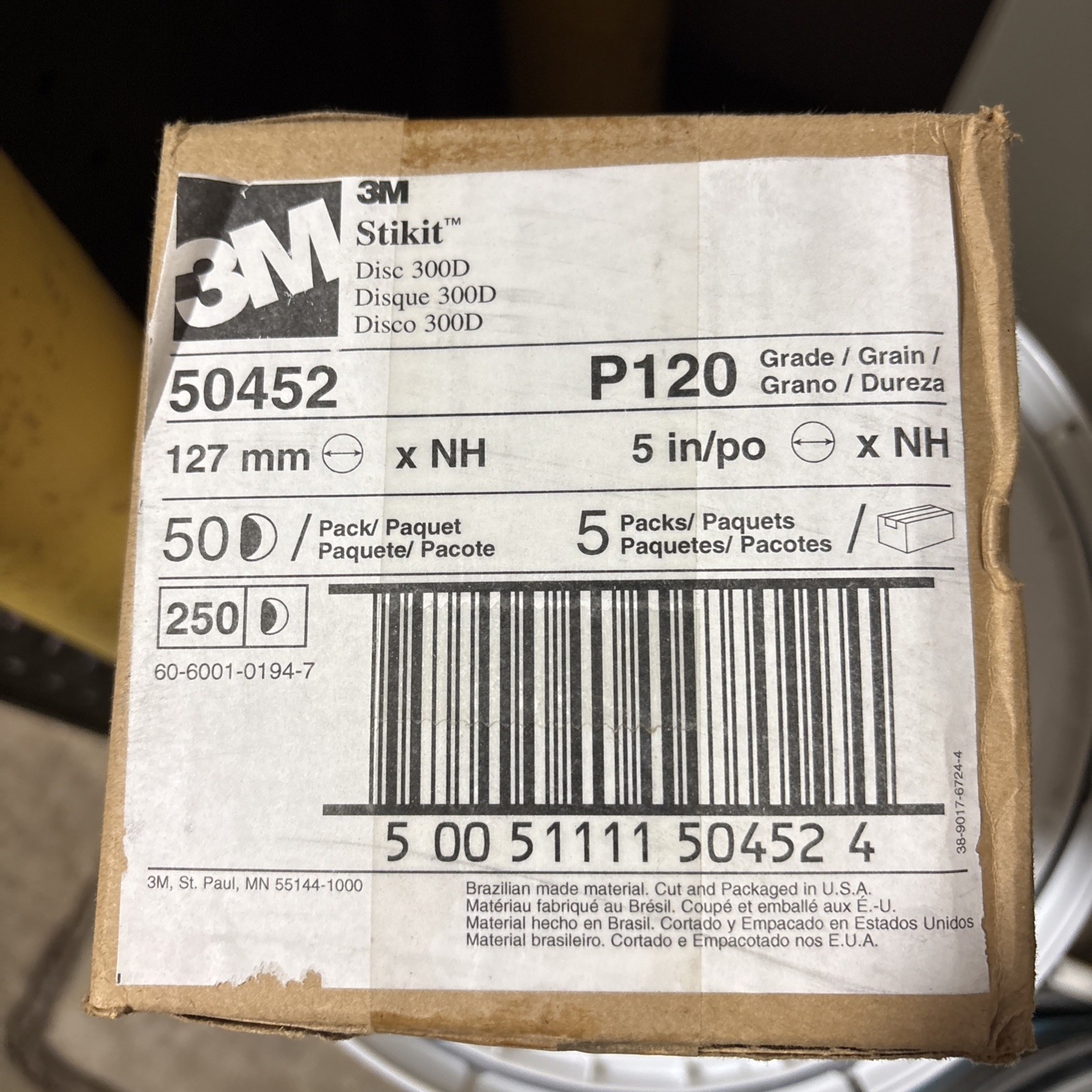 3M 50452 STIKIT CLOTH SANDING DISCS 5″ DIAMETER P120 GRIT GRADE 250/count