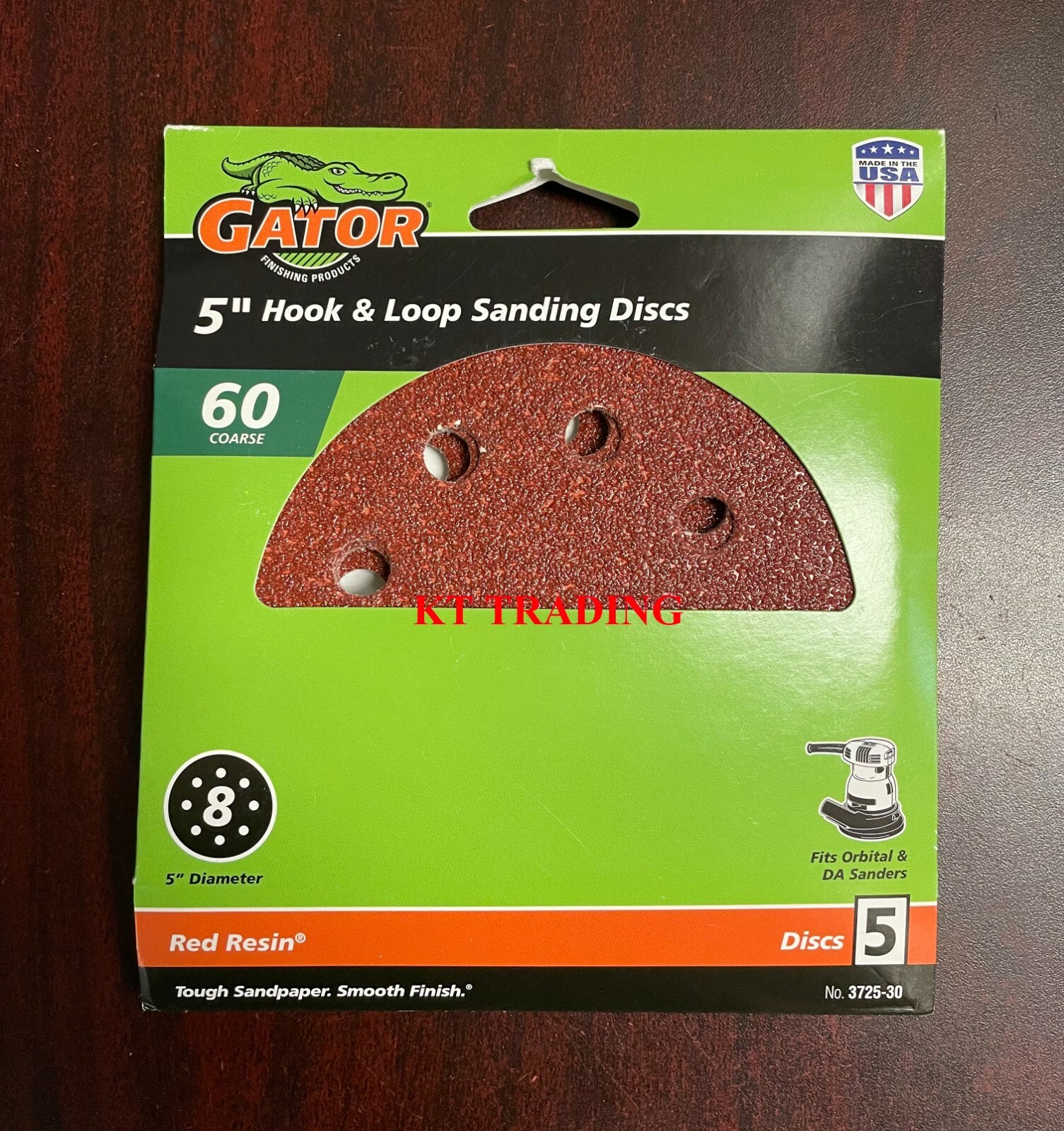 5-Pk~ GATOR 5″ Industrial Grad Red Resin HOOK LOOP SANDING DISCS Tear Resistant