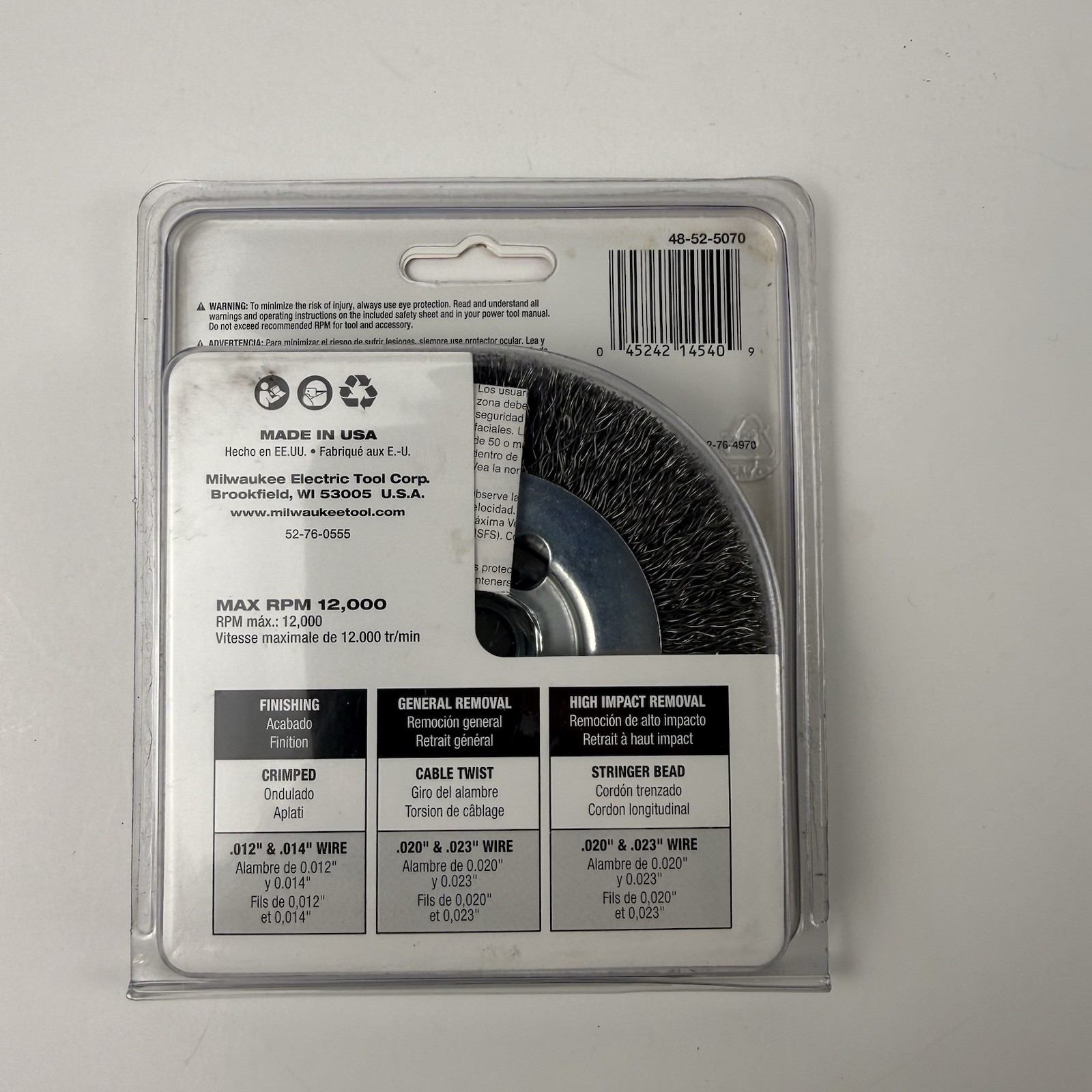 Milwaukee Crimped Wire Wheel 48-52-5070 4″ Radial Carbon Steel Hyperwire USA