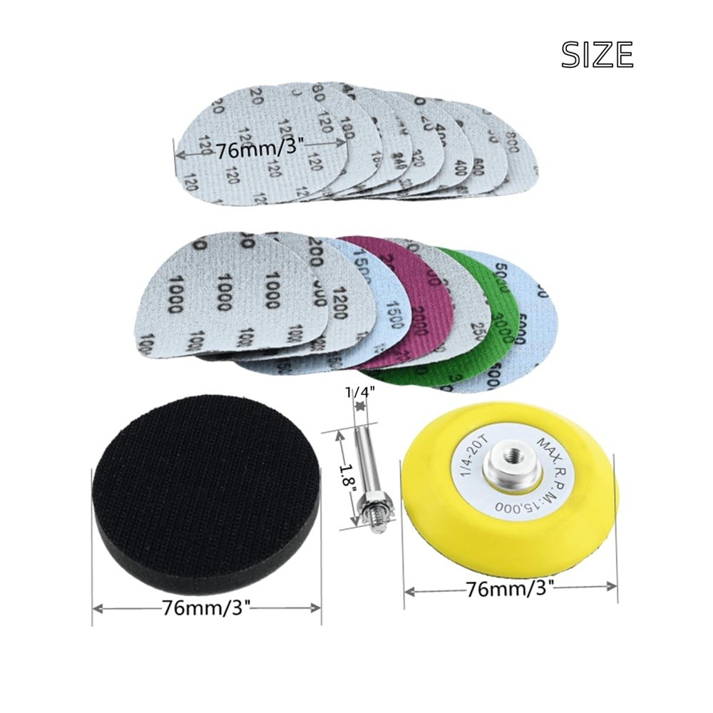 140PCS 3″ Silicon Carbide Wet Dry Sanding Discs Hook & Loop Sandpaper For Metal