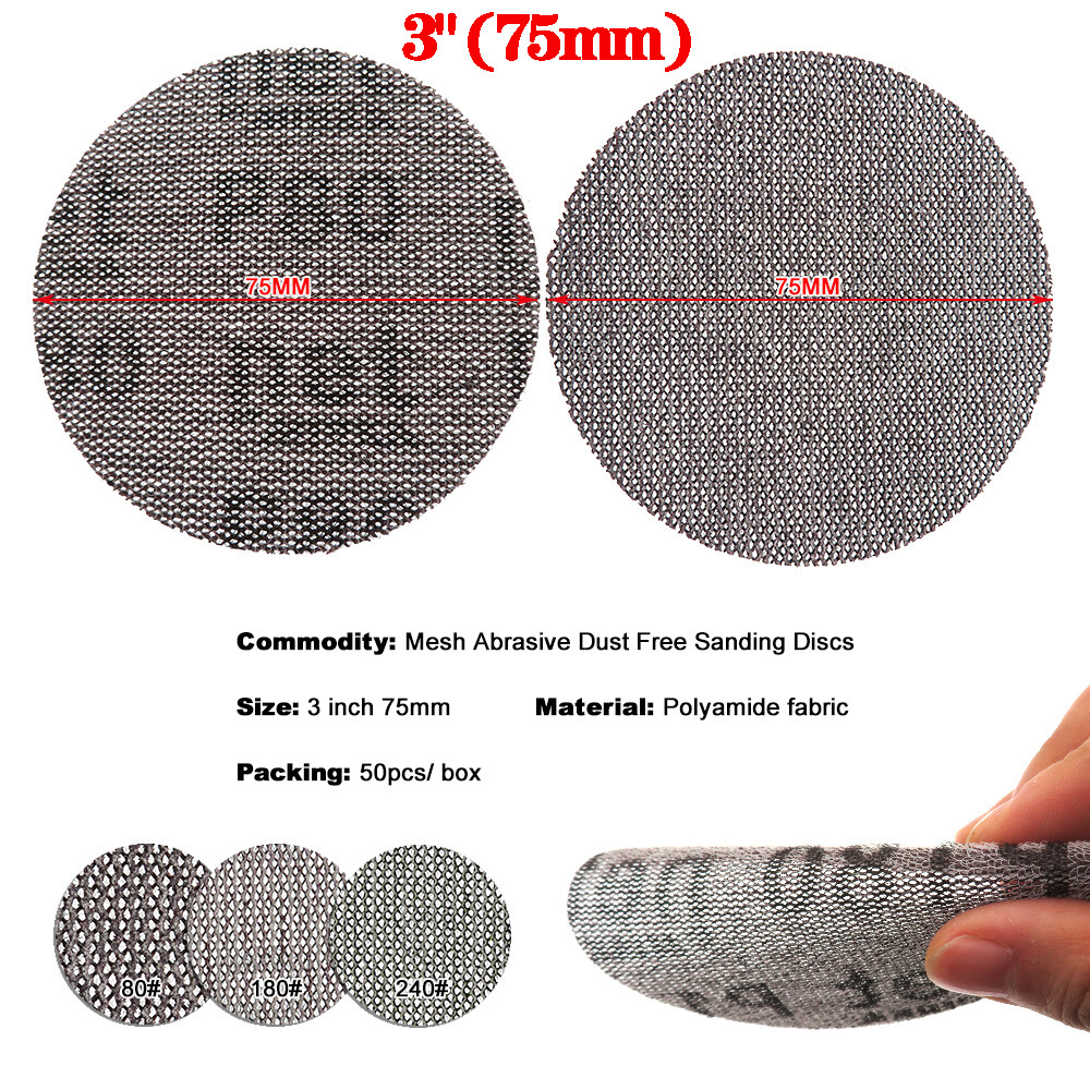 75mm 100mm 125mm 150mm Mesh Dust-free Sanding Discs Hook and Loop Sandpaper Pads