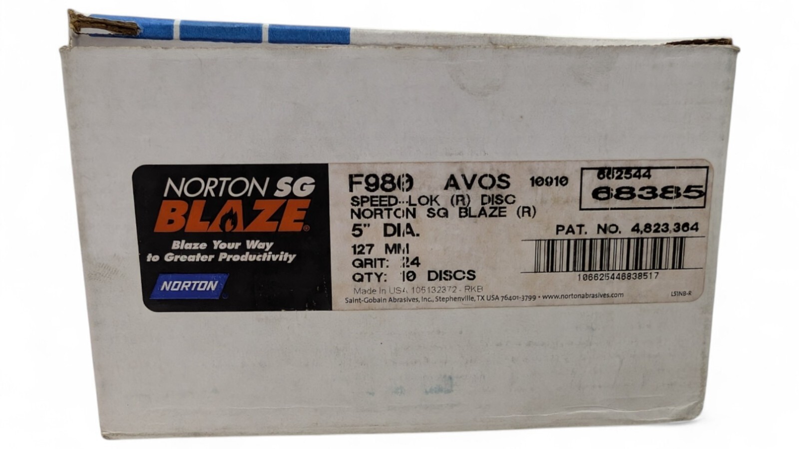 Norton 4,823,364 SG Blaze F980 AVOS Speed Lock 5″ Dia 127MM Qty 10-Discs