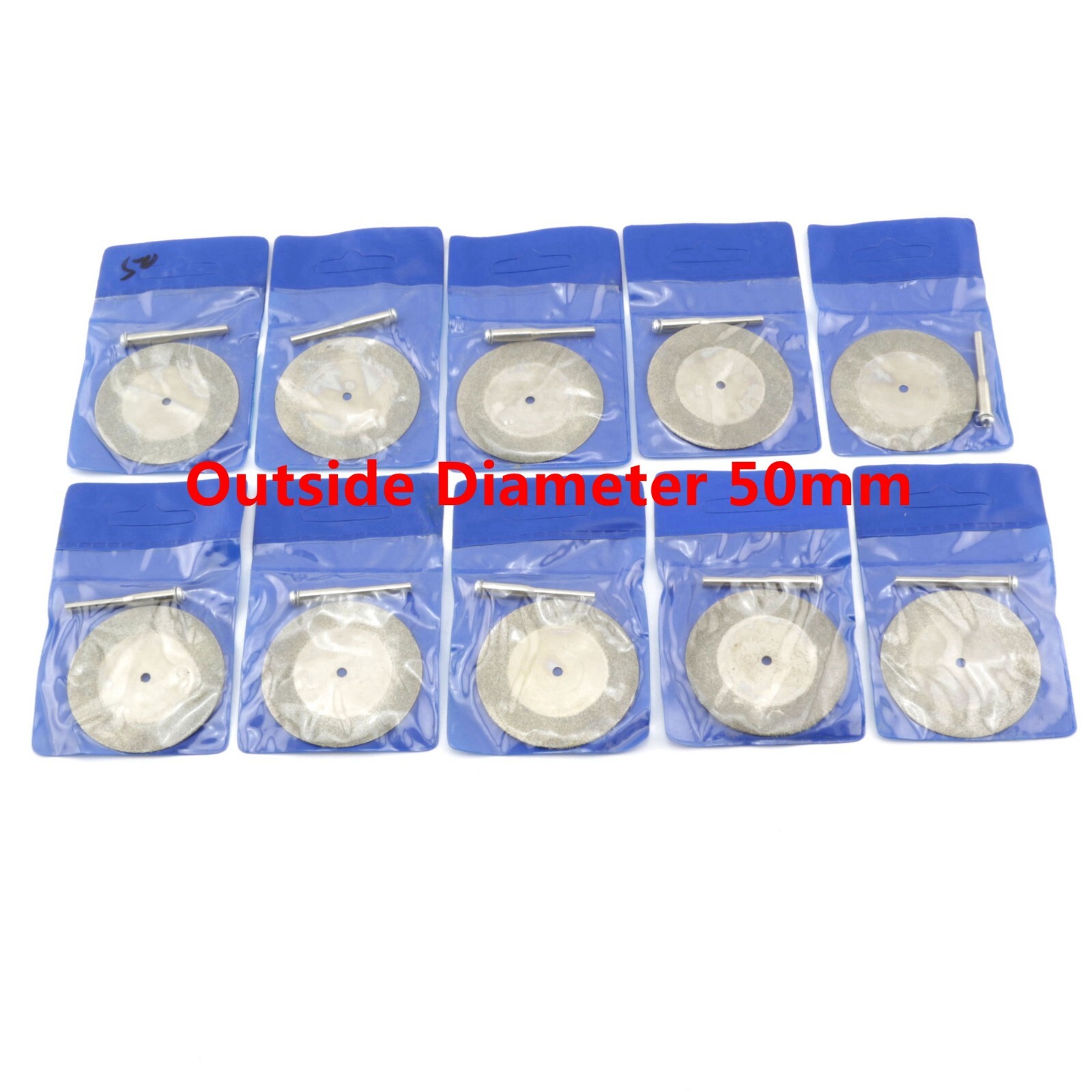 10Pcs 50mm 2″ inch Diamond Rotary Saw Blades Grinding Cut-off Disc Shank 1/8″