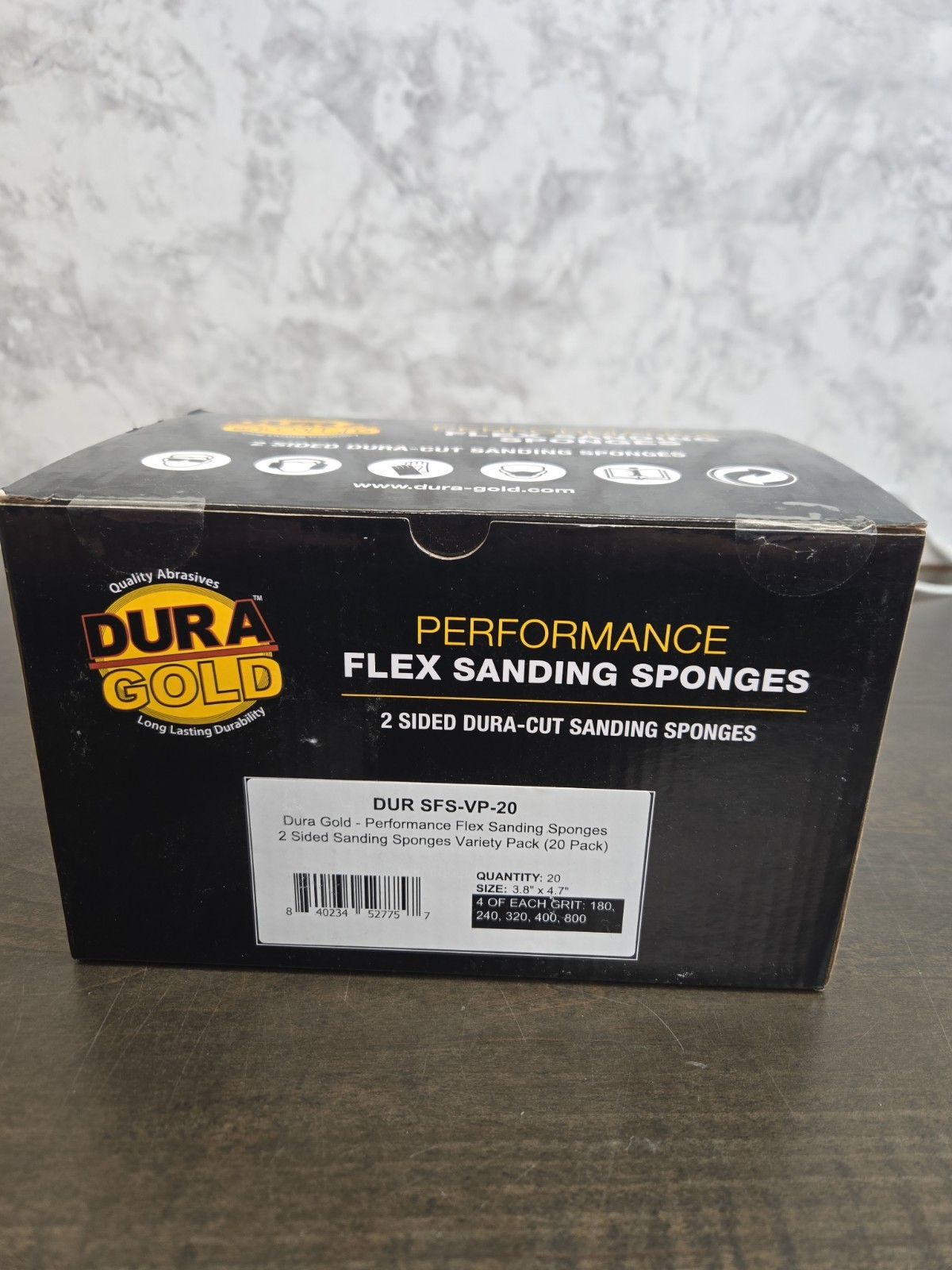 Dura-Gold Double-Sided Sanding Sponge Grit Variety Pack, Box of 20,