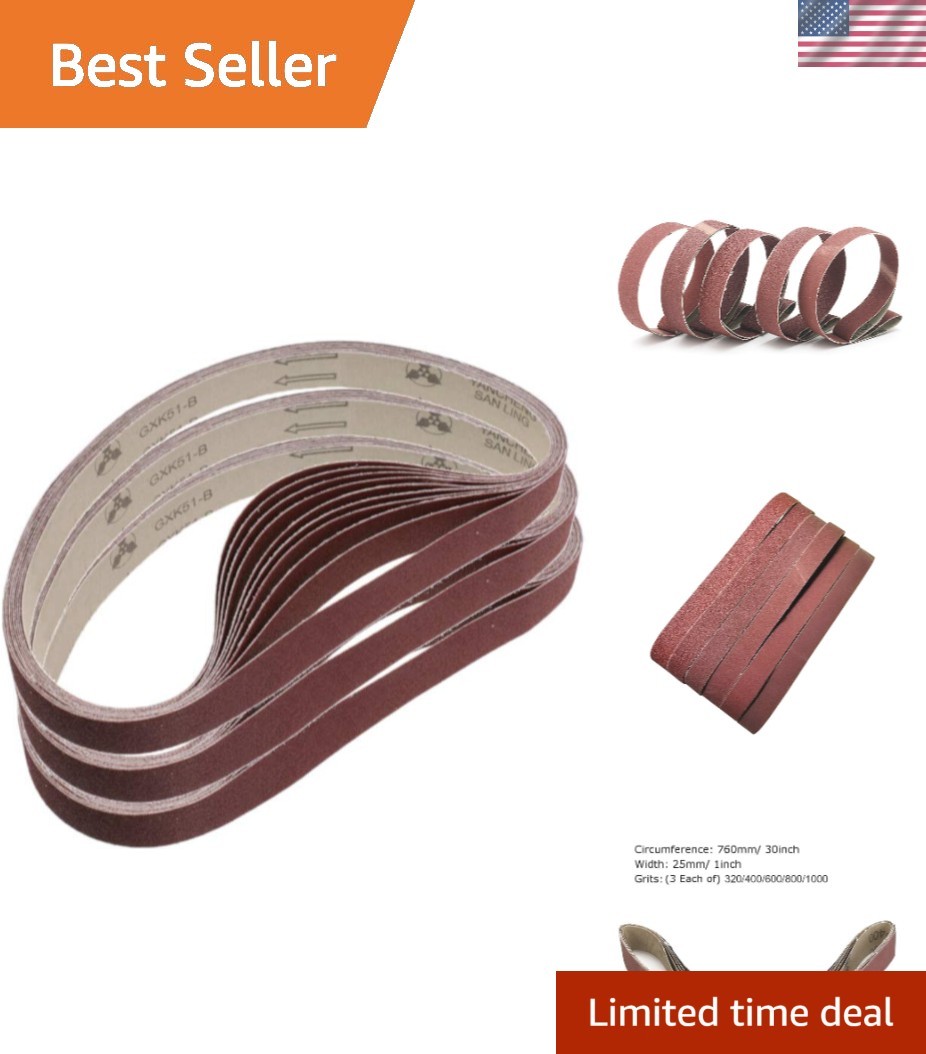Extra Fine 1″ x 30″ Aluminum Oxide Sanding Belts – 15 Piece Set for DIY Projects