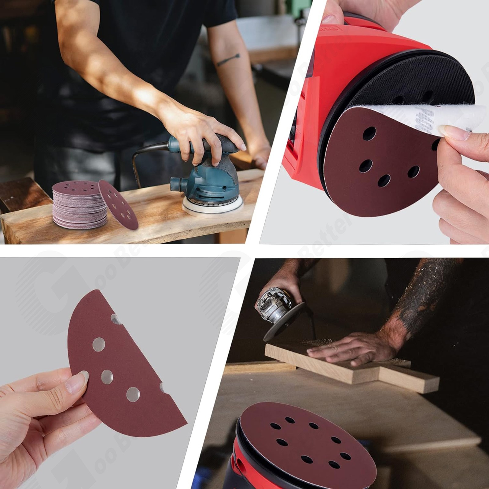 150Pcs 5inch Sanding Discs 40-240 Grit Set Hook Loop 8-Hole Orbital Sander Paper
