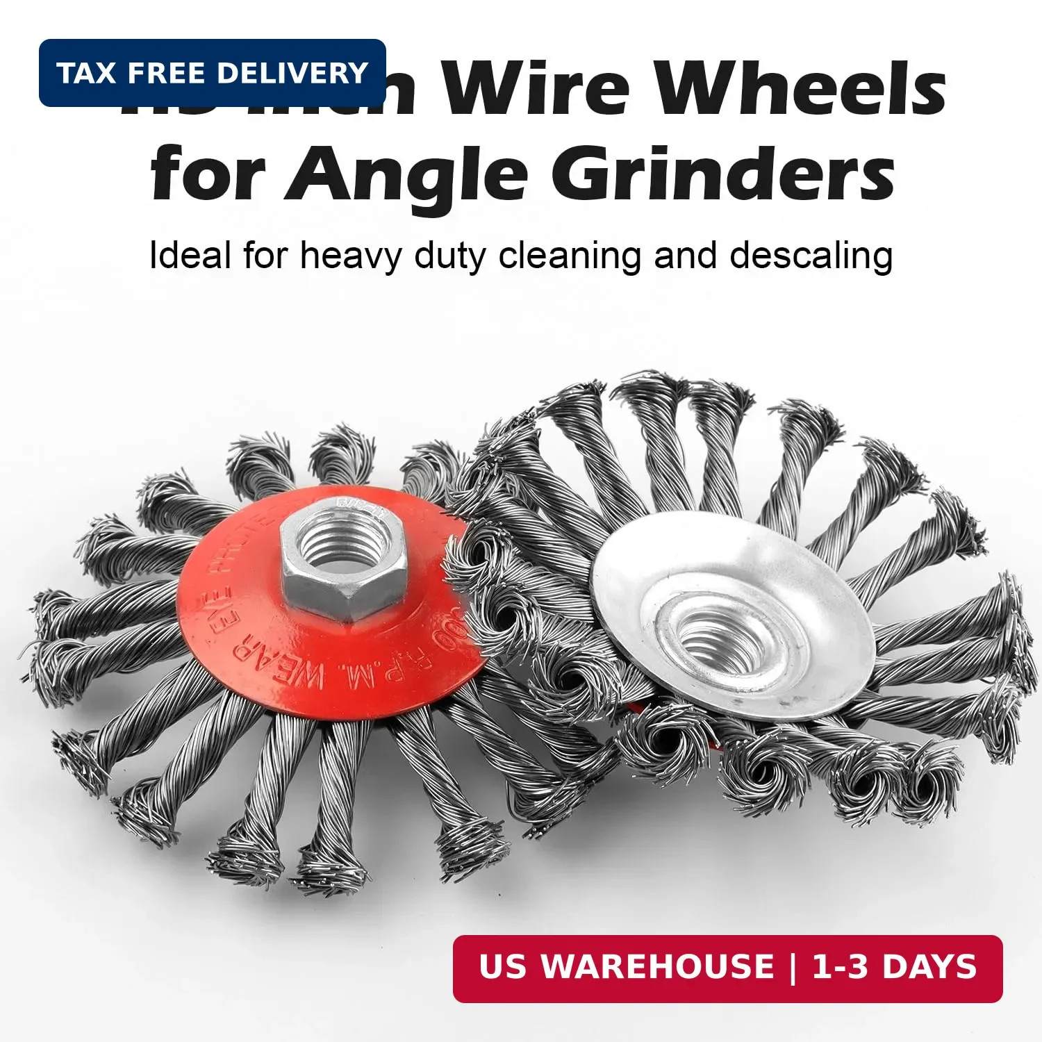 Wire Wheel for 4 1/2 Angle Grinder, 5 Pack 4.5 Inch Twist Knotted Wire Brush for