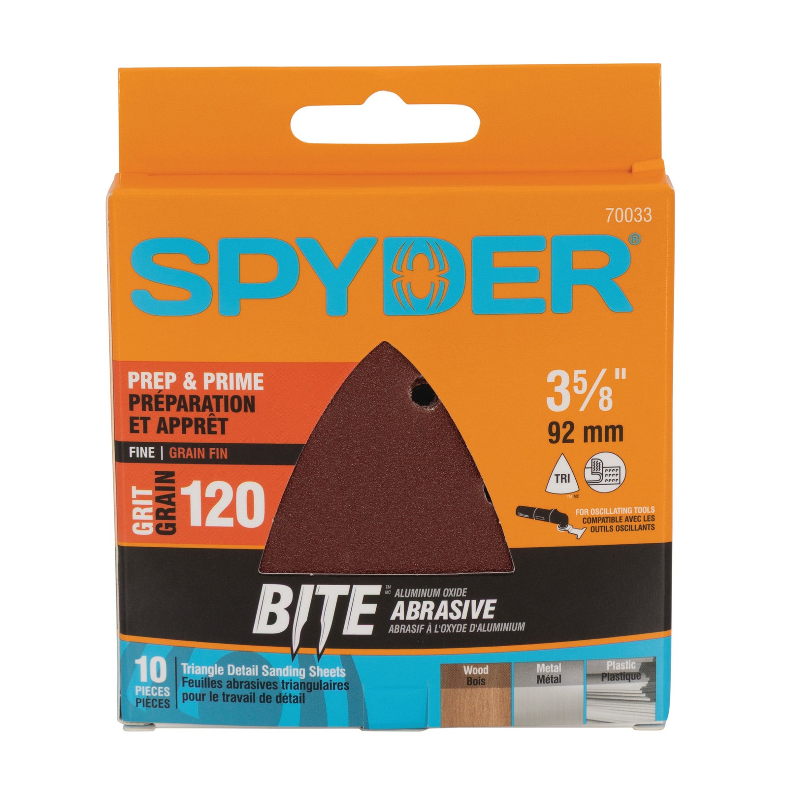 Spyder 3-5/8 in. 120-Grit Triangle Detail Sanding Sheets 10-Pack 70033