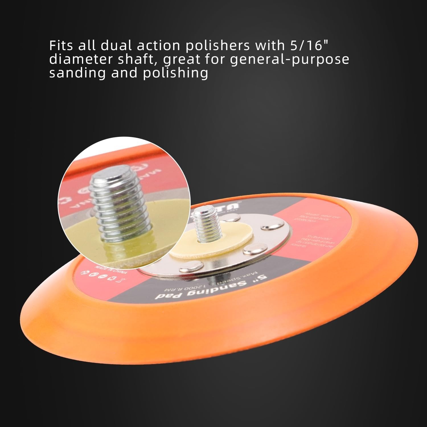 5-Inch DA Sander Backing Pad – Flexible Polyurethane & 12000 RPM Capability