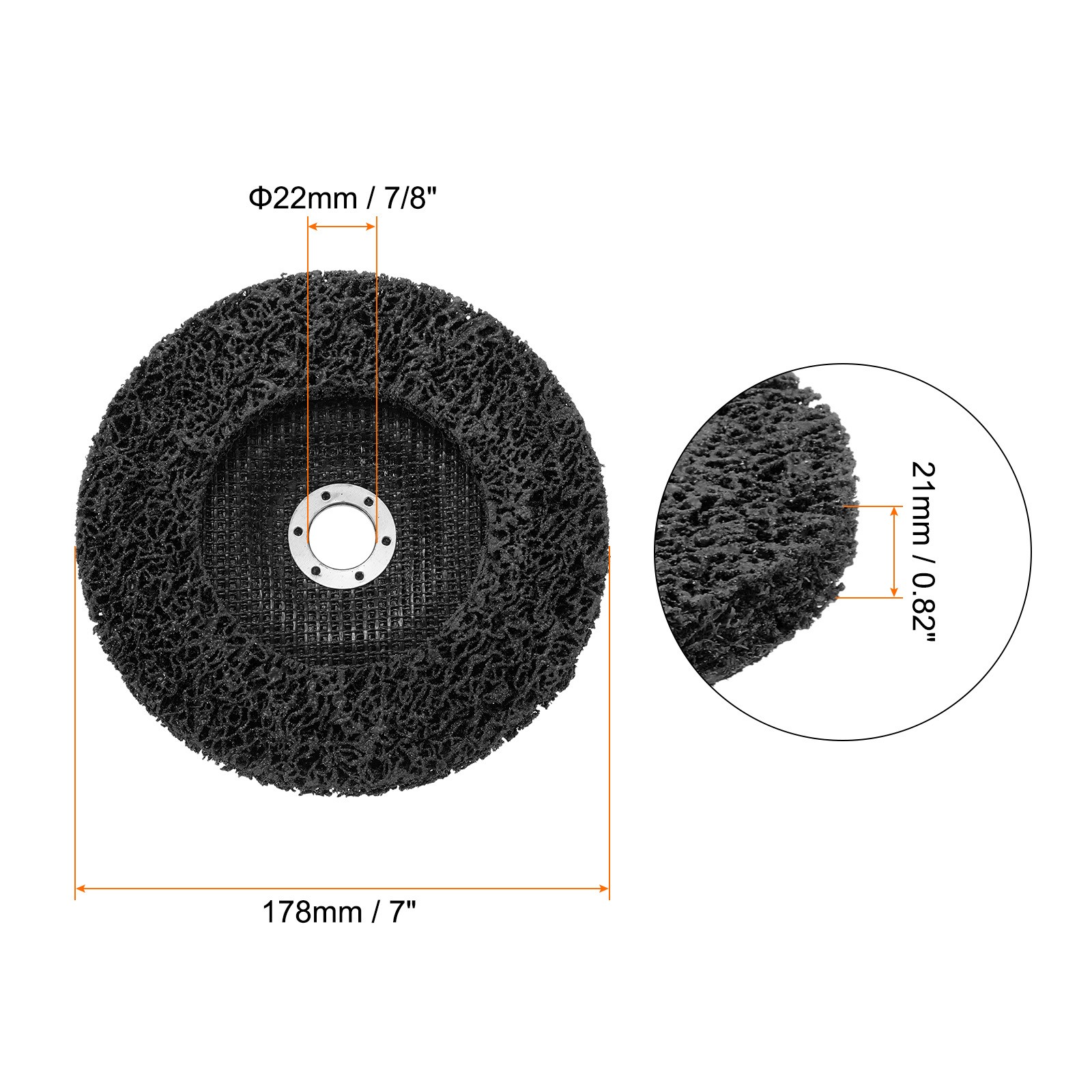 2pcs Strip Wheel Stripping Wheels 7″x7/8″ Black