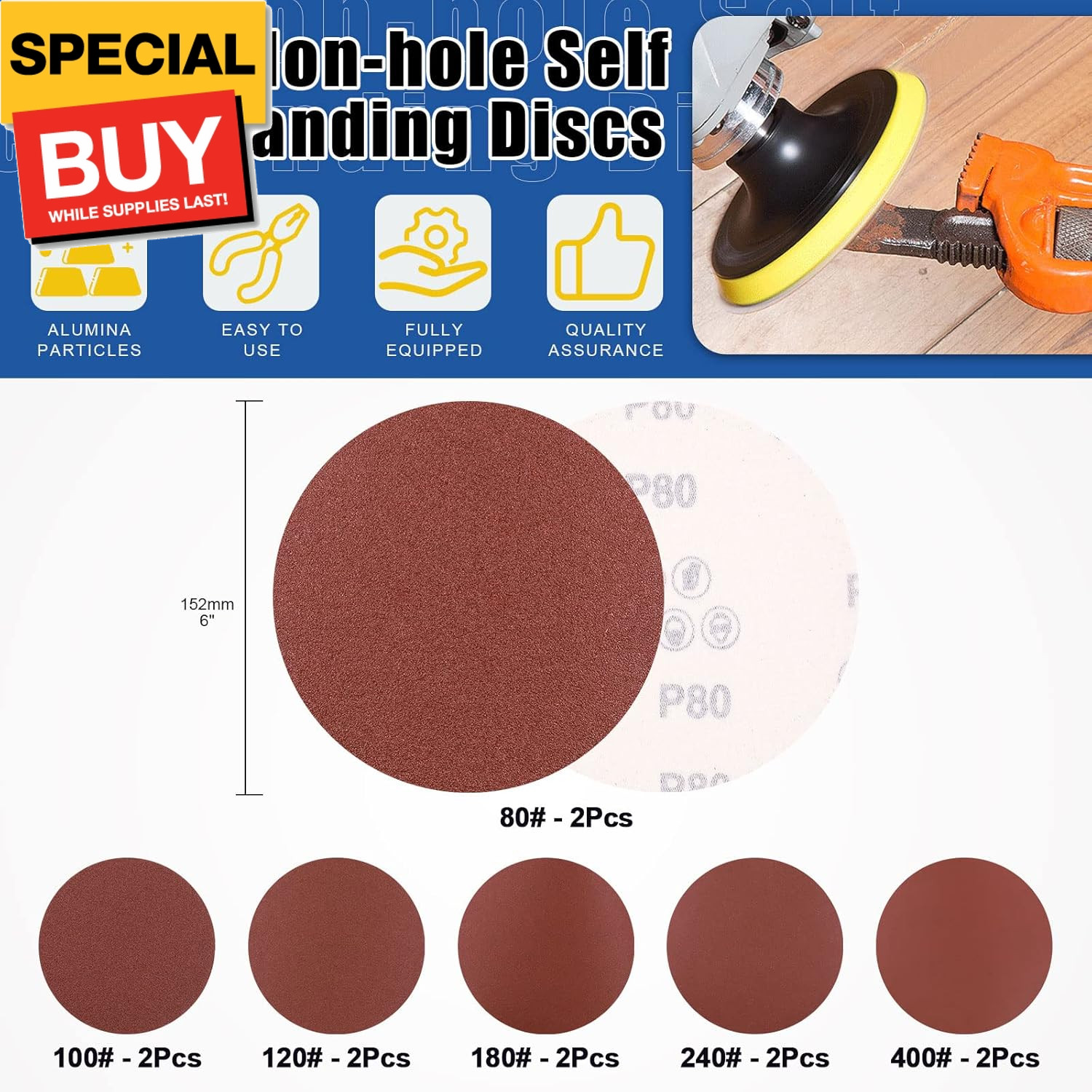 23Pcs Sanding Belts and Sanding Discs Set Including 10Pcs 4 x 36 Inch 80/120/150