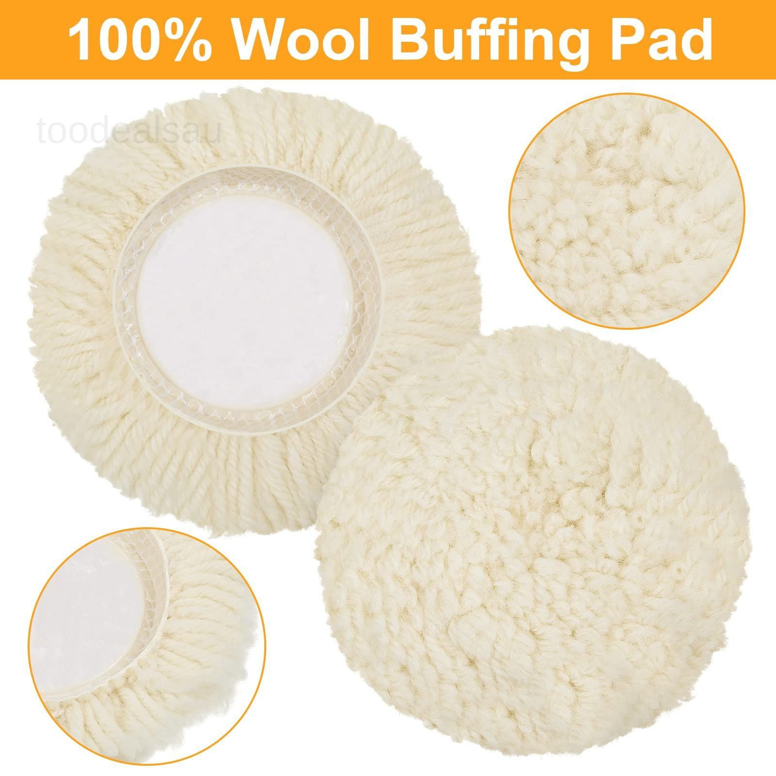 6 Pcs 3 Inch Wool Polishing Pad Hook Loop Buffing for Drill 3