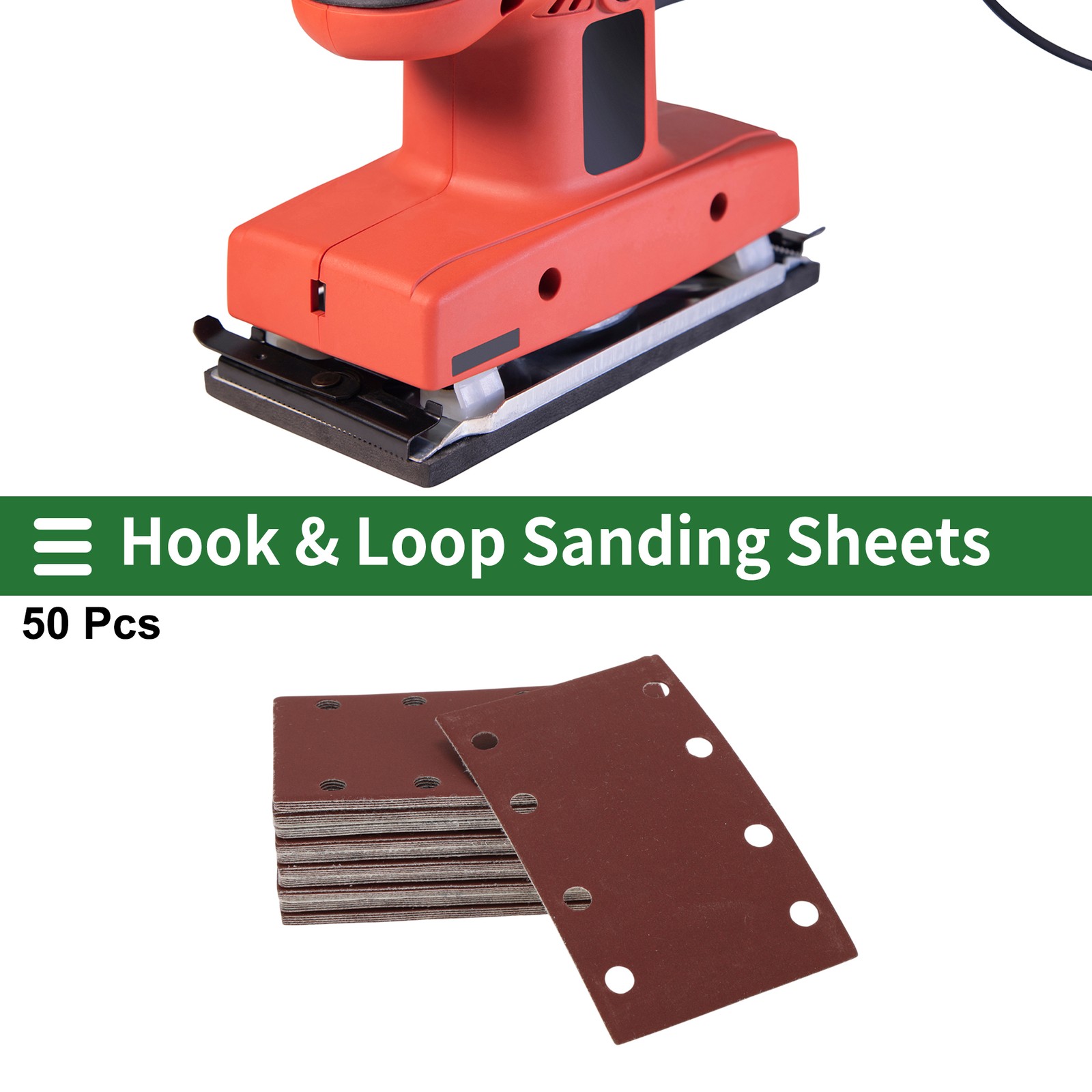 Sandpaper 8 Hole 800 Grit Hook and Loop Sanding Sheets Aluminum Oxide Red