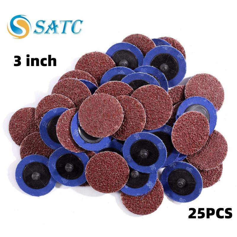 25PCS 3″ Roll Lock Die Grinder Sanding Grinding Discs Quick Change 36 60 80 Grit