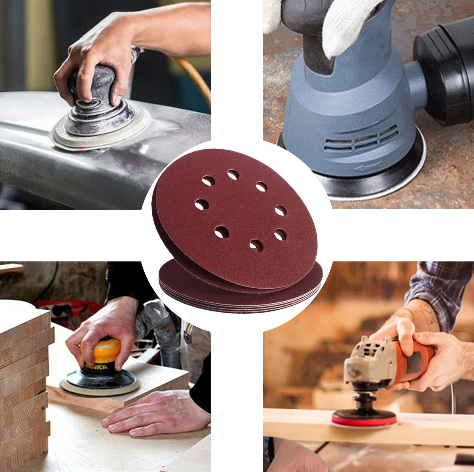 50Pcs 125mm 8 Holes Sanding Discs Pads Sanding Sheets, 5 Inch 40 Grits Hook a…