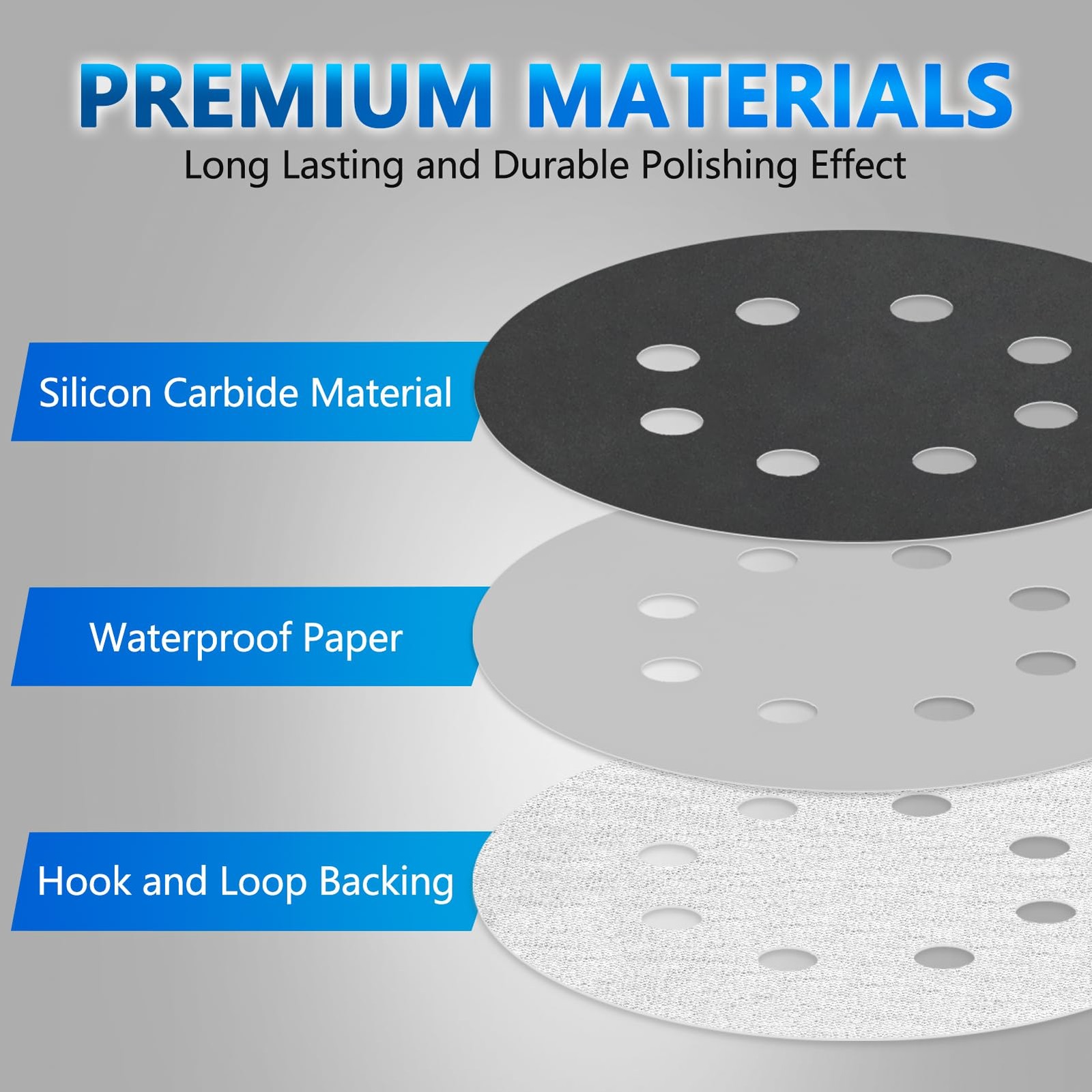 70 Pieces Wet Dry Sanding Discs, VIBRATITE 5 Inch 8 Holes Hook and Loop Sandp…