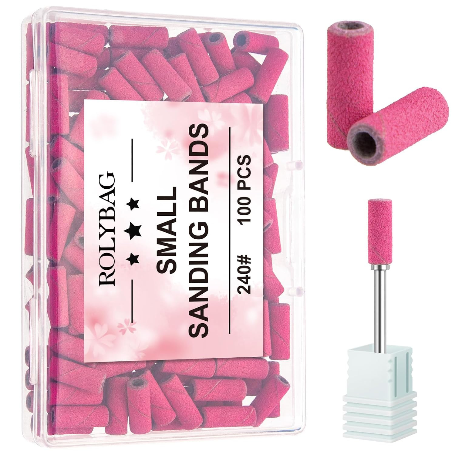 100Pcs Small Sanding Bands Nail Drill Bits 240 Extreme Fine Grit Sanding Bands w