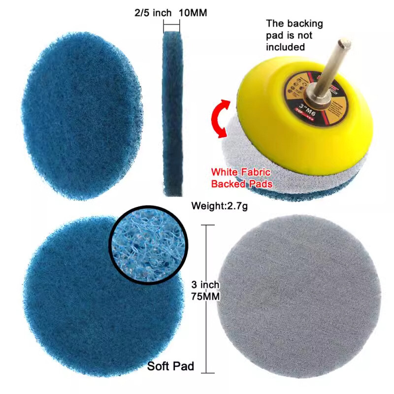 3″ 75mm Hook & Loop Scouring Pads Flocking Sanding Discs 240-3000 Grit Polishing