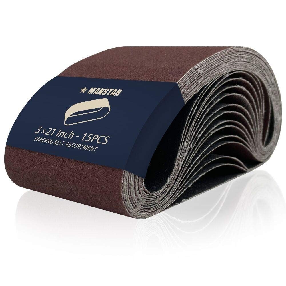 15 Pcs 1 x 30 Inch Aluminum Oxide Sanding Belts Assorted Grits