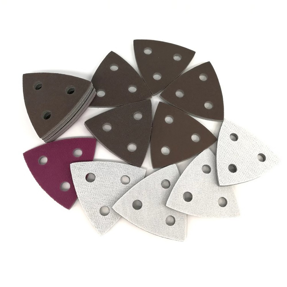 80mm 3 Hole Triangle Sponge Red Sandpaper Wet & Dry Sanding Disc 300#-2000# Grit