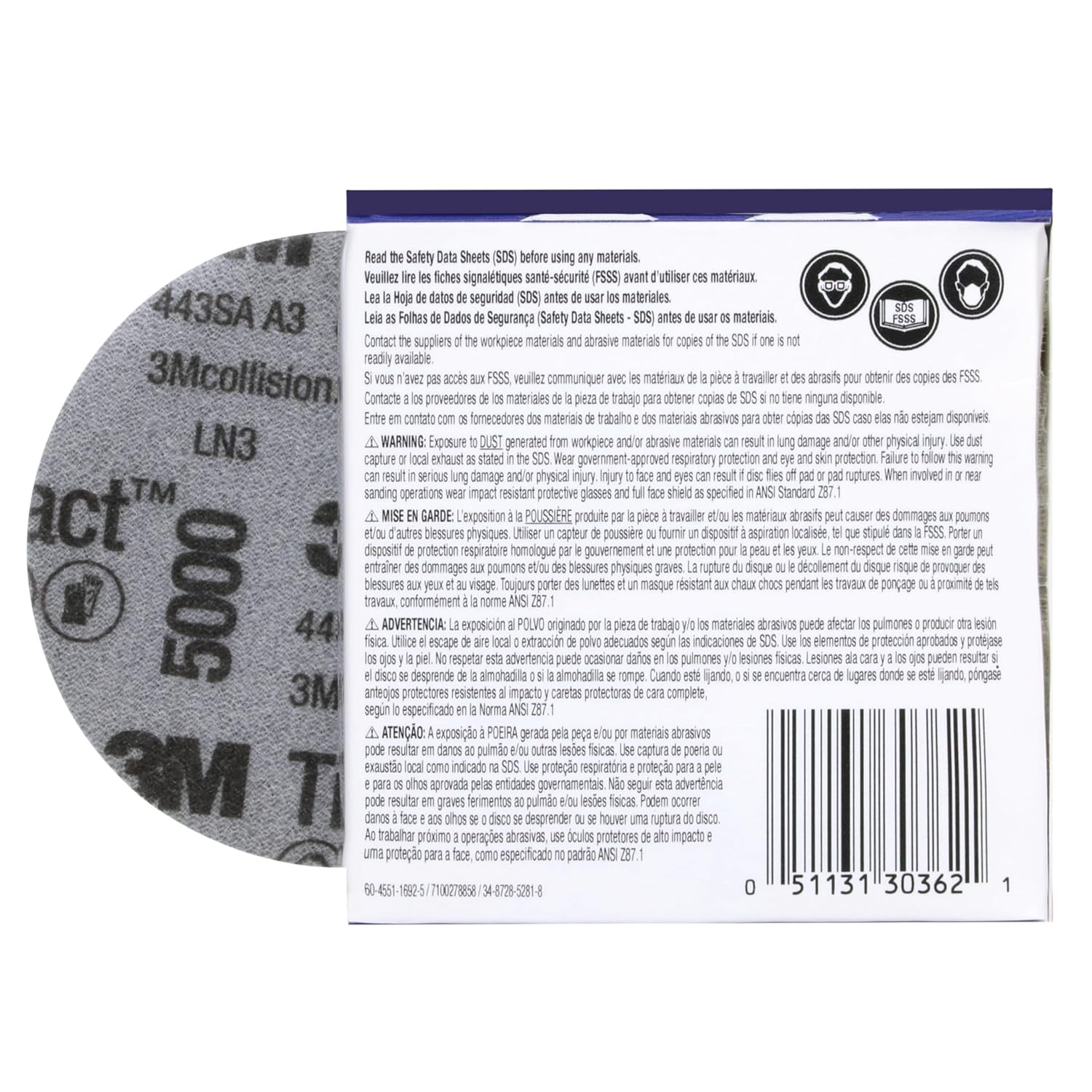 Trizact Hookit Foam Disc, 30362, 3 in, P5000, 15 discs per carton …