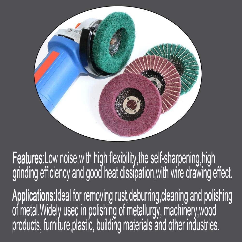 5Pcs 4.5″ x 7/8″ Nylon Fiber Buffing Wheel Scouring pad Flap Polishing Disc…
