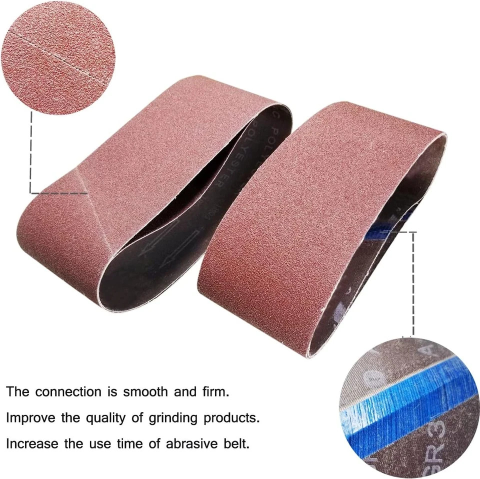15 PCS 4″ X 21″ Premium Sanding Belts – 5 Each of 40 80 120 Grit Aluminum Oxide