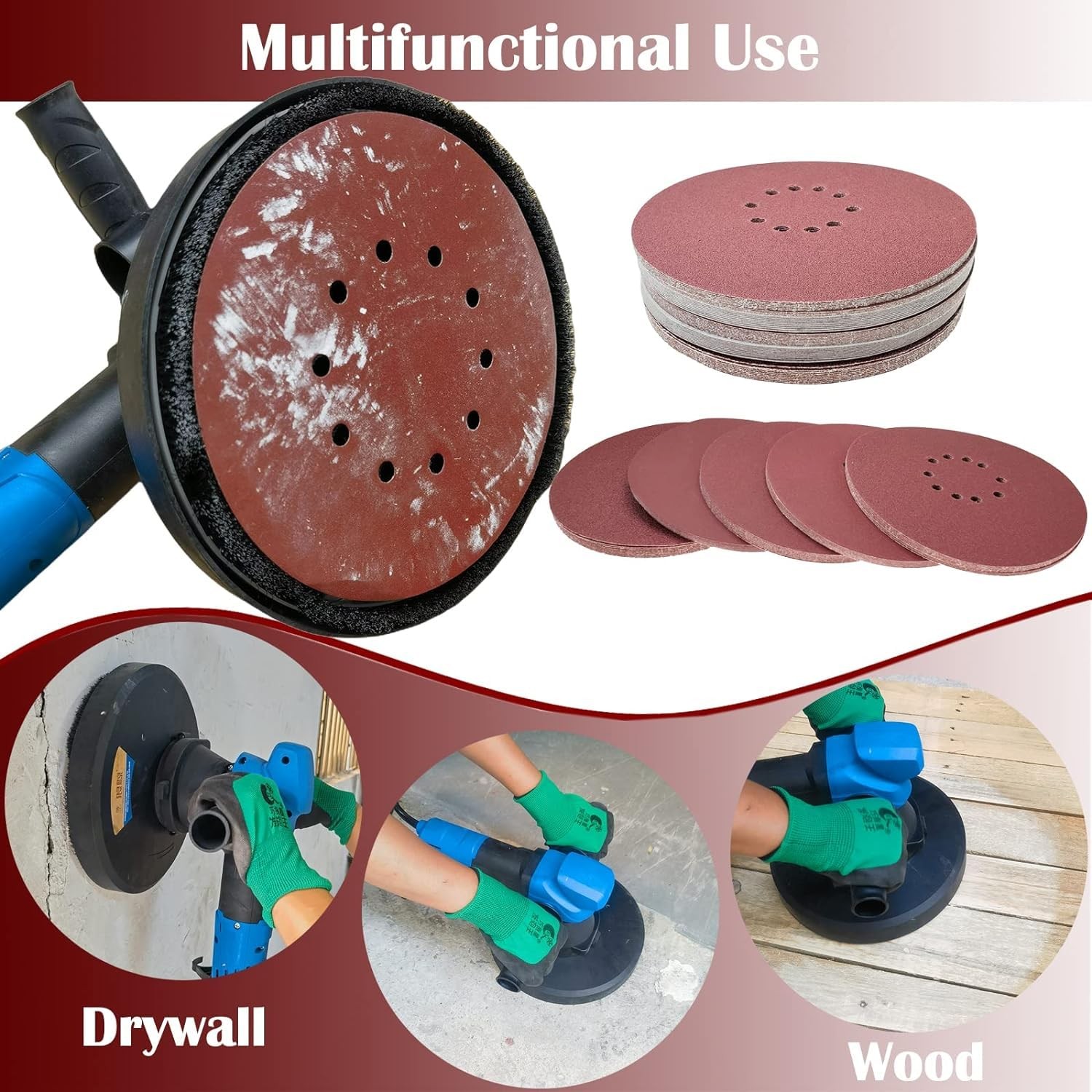 50 Pack 9-Inch 10 Hole 40 Grit Hook-and-Loop Drywall Sandpaper – Aluminum Oxi…