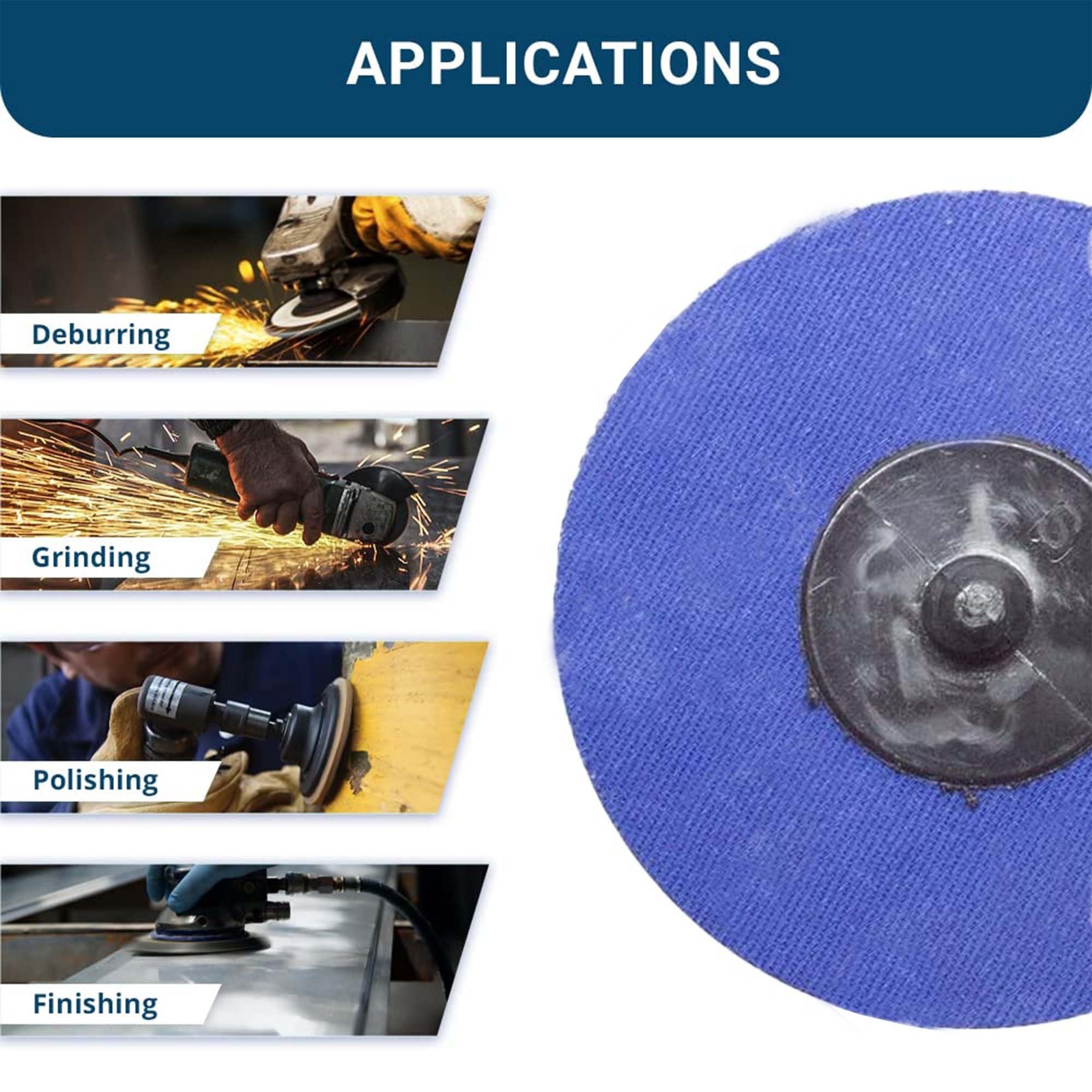 Benchmark Abrasives 2″ Zirconia Quick Change Sanding Discs, 2 inches, Blue
