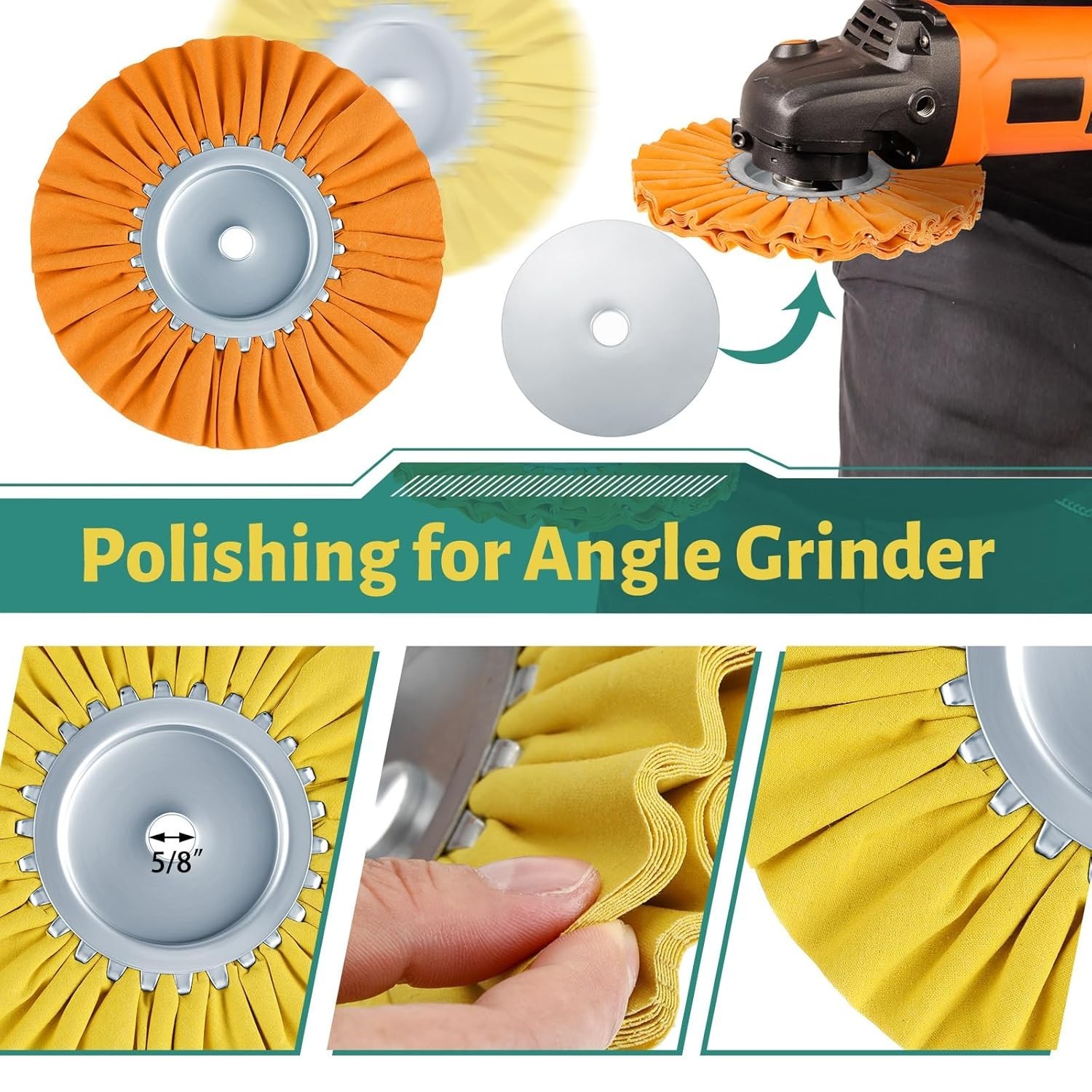 8 Inch Aluminum Polishing Wheel Kit with Compounds for Metal Grinder Equipment