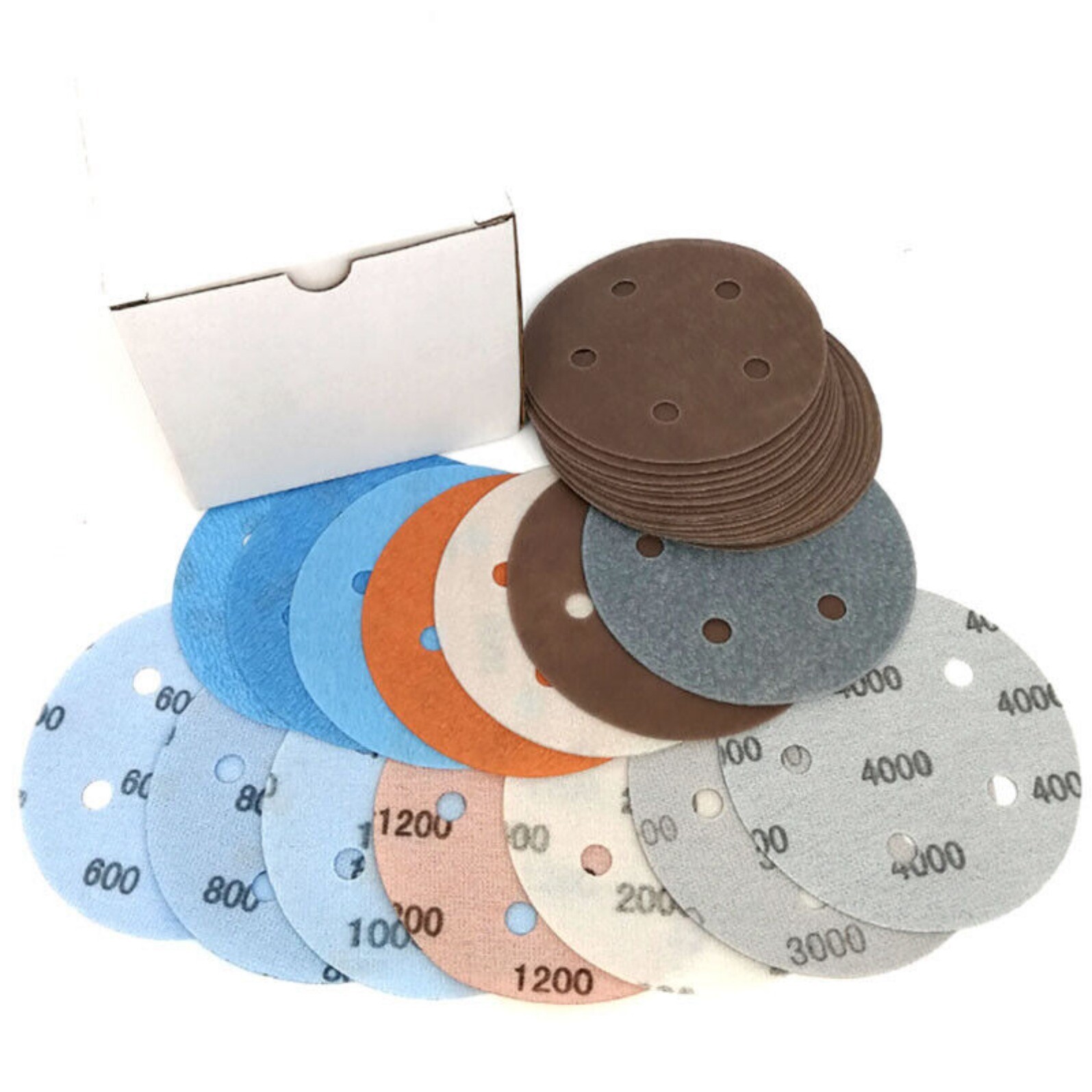 5 inch 125mm Wet & Dry Sanding Discs 5 & 6 Hole Orbital Sandpaper Pads Hook Loop