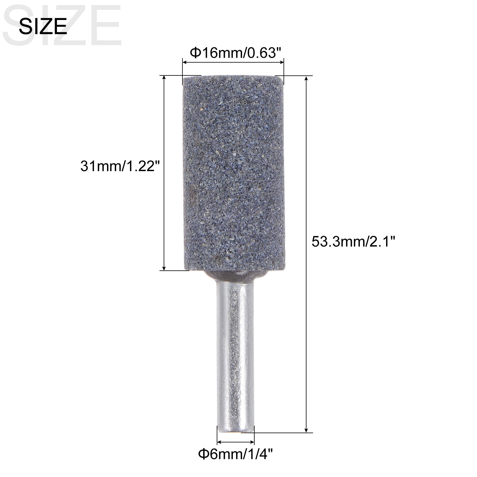 6pcs Abrasive Mounted Stone 1/4″ Shank 0.63″ Cylindrical Corundum Grinding Head