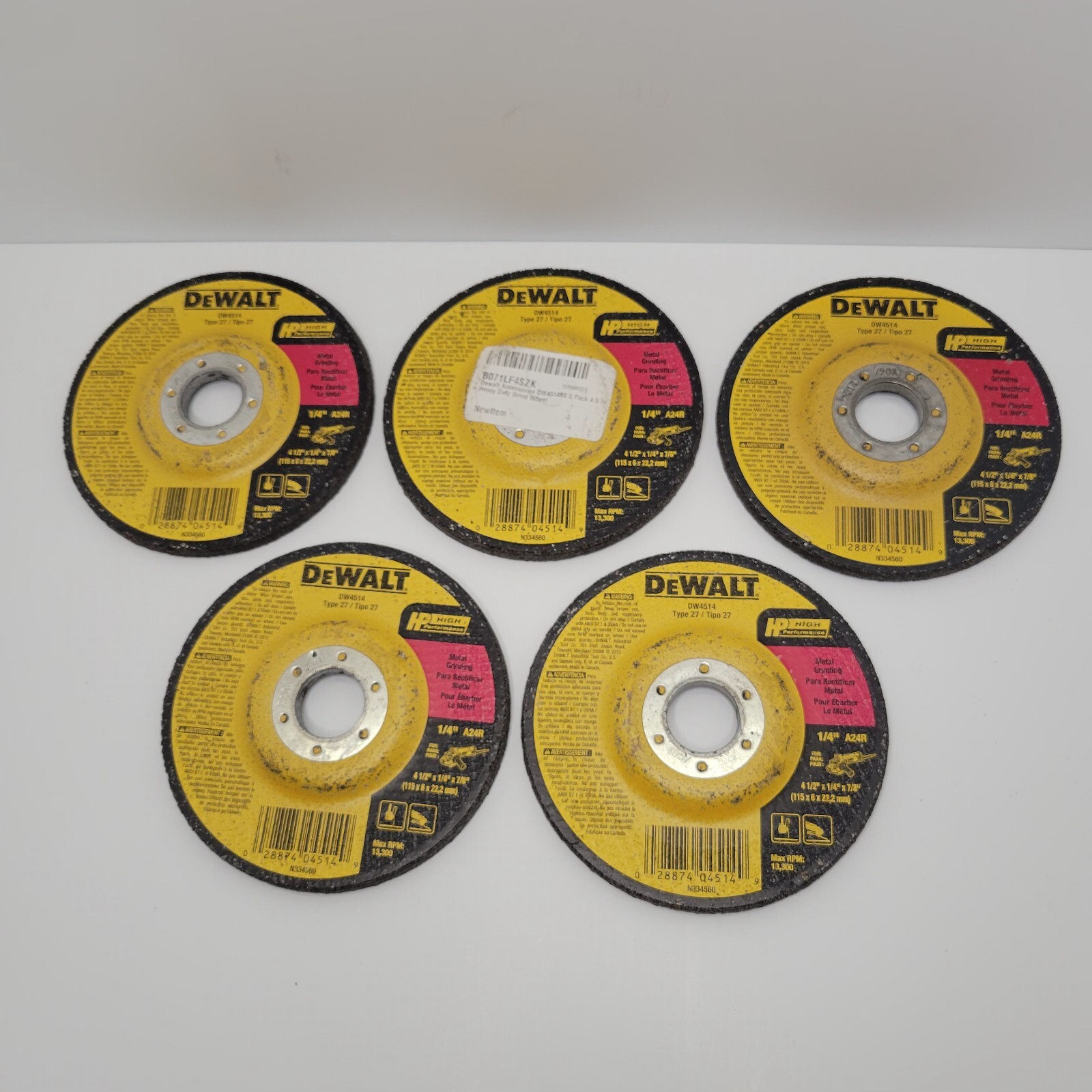 DeWalt DW4514 4-1/2″ x 1/4″ x 7/8″ General Purpose Metal Wheel,5 Pack (Open Box)