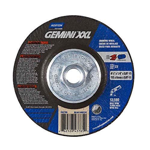 Norton 66252843785 4-1/2×1/4×5/8-11 in. Gemini xxL Depress Center Wheels, Alu…