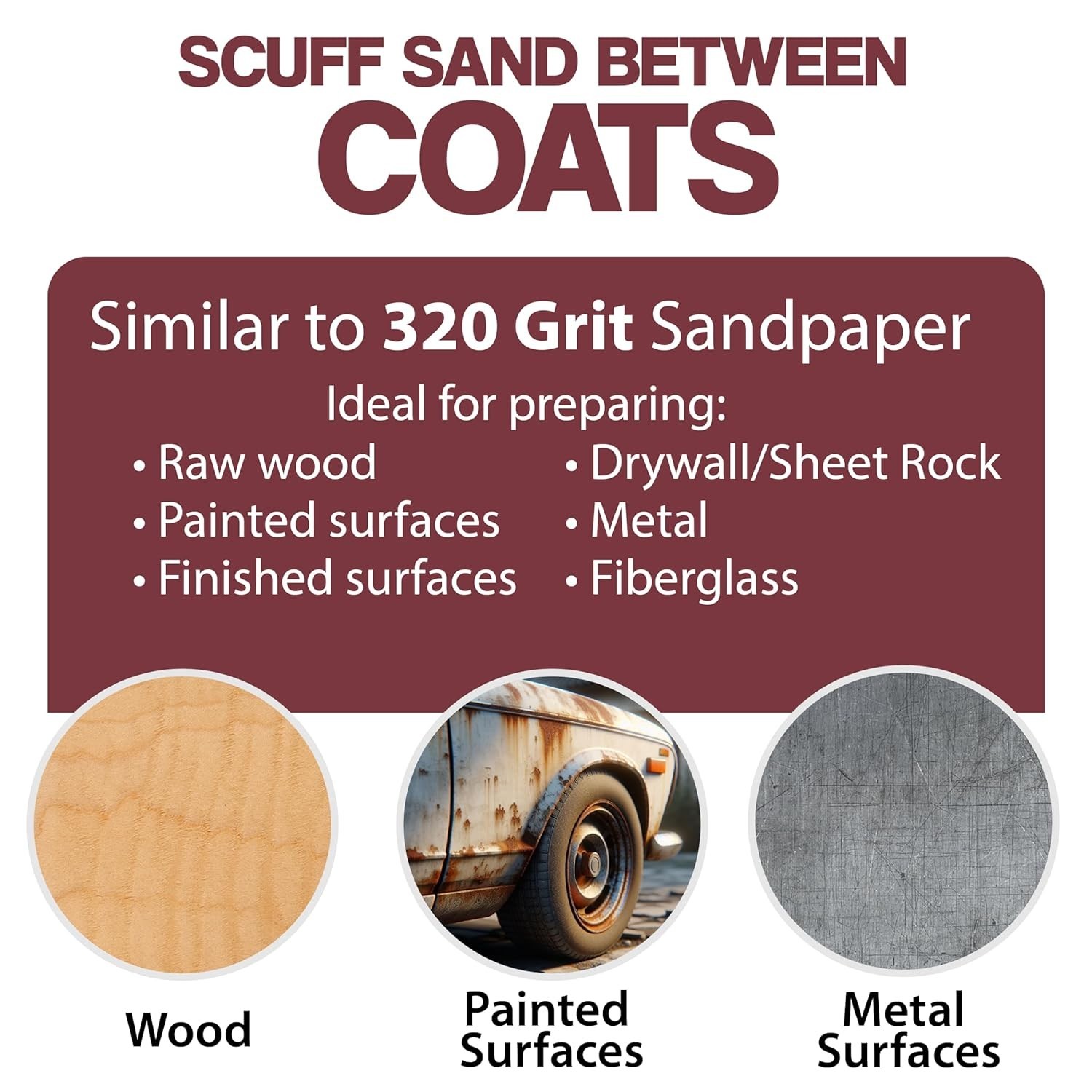 5″ Maroon 320 Grit Abrasive Discs for Rust Removal & Surfacing – 10 Pack