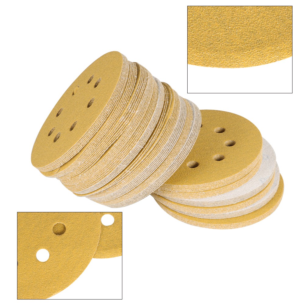 100 Pack 5 Inch 8-Hole 100 Grit Hook-and-Loop Sanding Disc Sander Paper