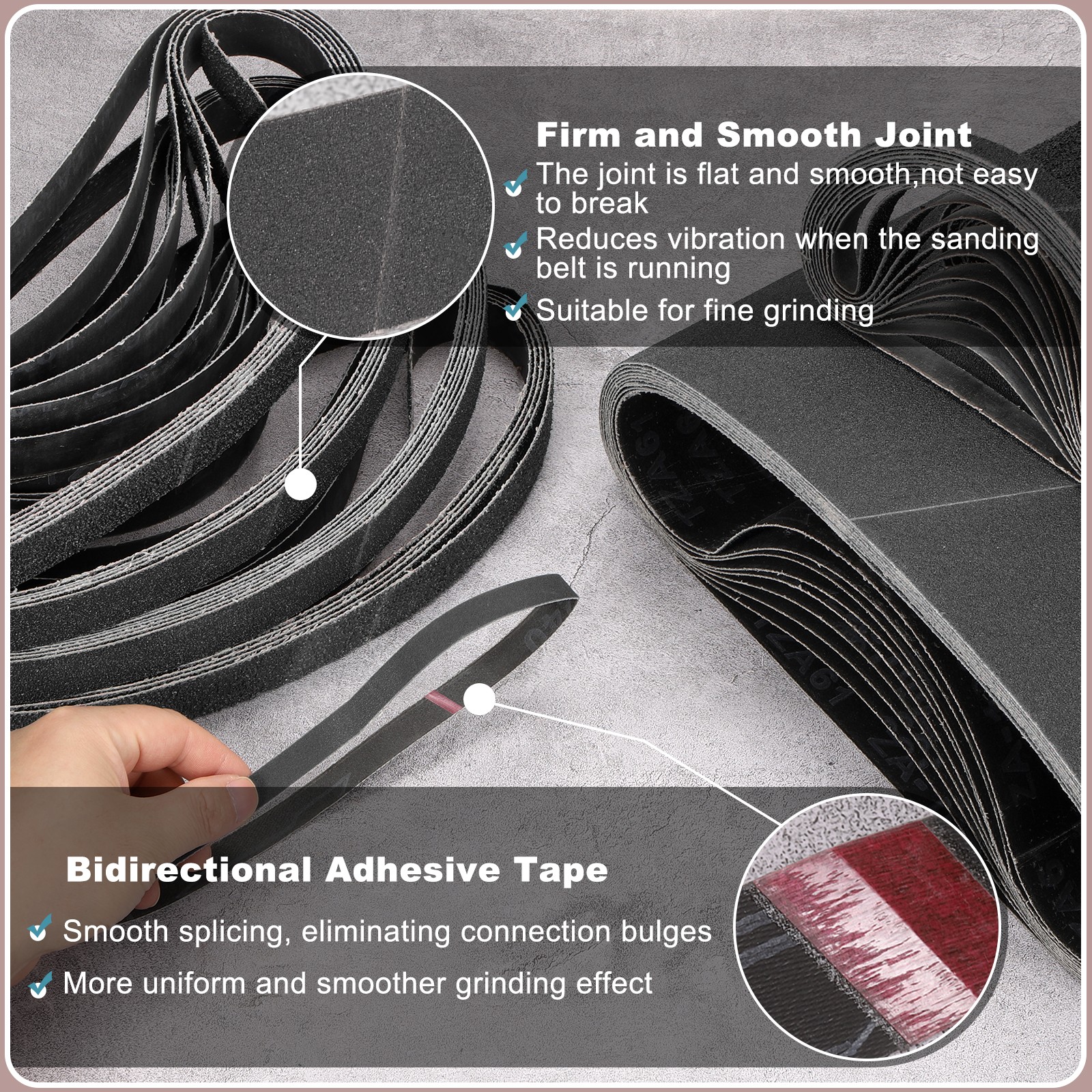 10pcs 3/8 x 21 Inch Sanding Belts, 60 Grit Silicon Carbide Abrasive Belt