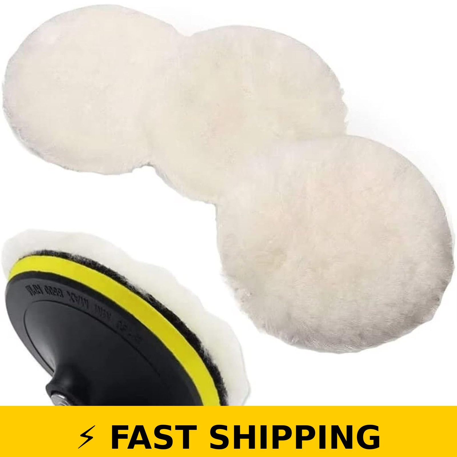 IPELY 6 Inch Wool Polishing Buffing Pad Set with M14 Drill Adapter
