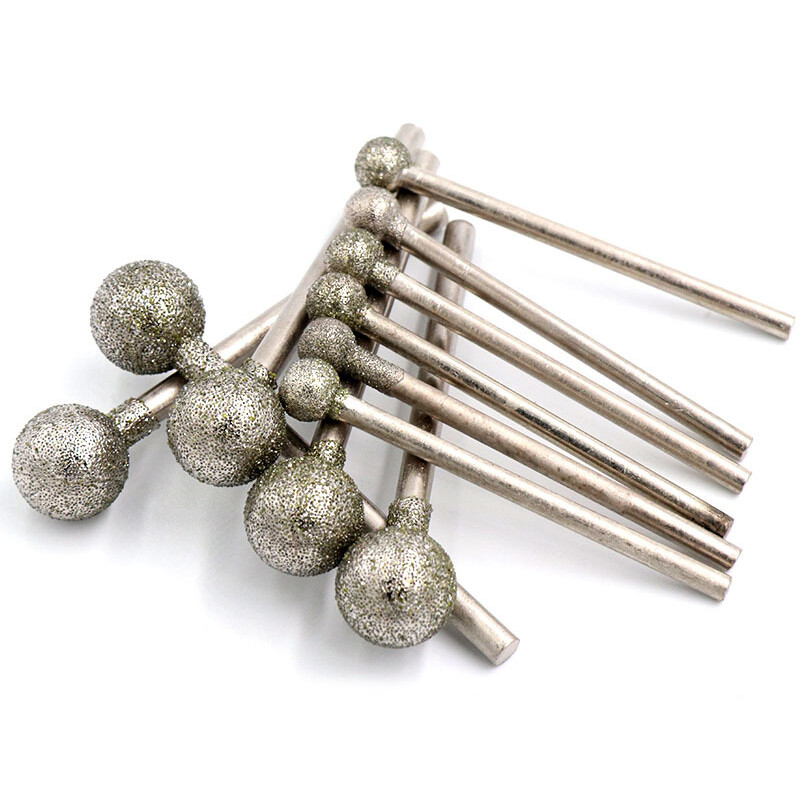 2.35/3mm Shank Ball-shaped Grinding Heads Burr Drill Bits Jade Carving Tools