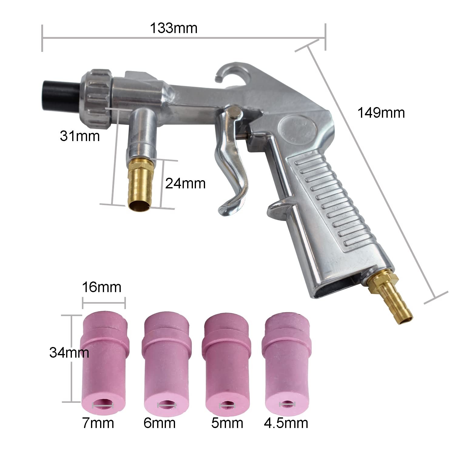 TOOGOND Sand Blaster Gun,Sandblasting Sandblaster Gun Kit for Silver