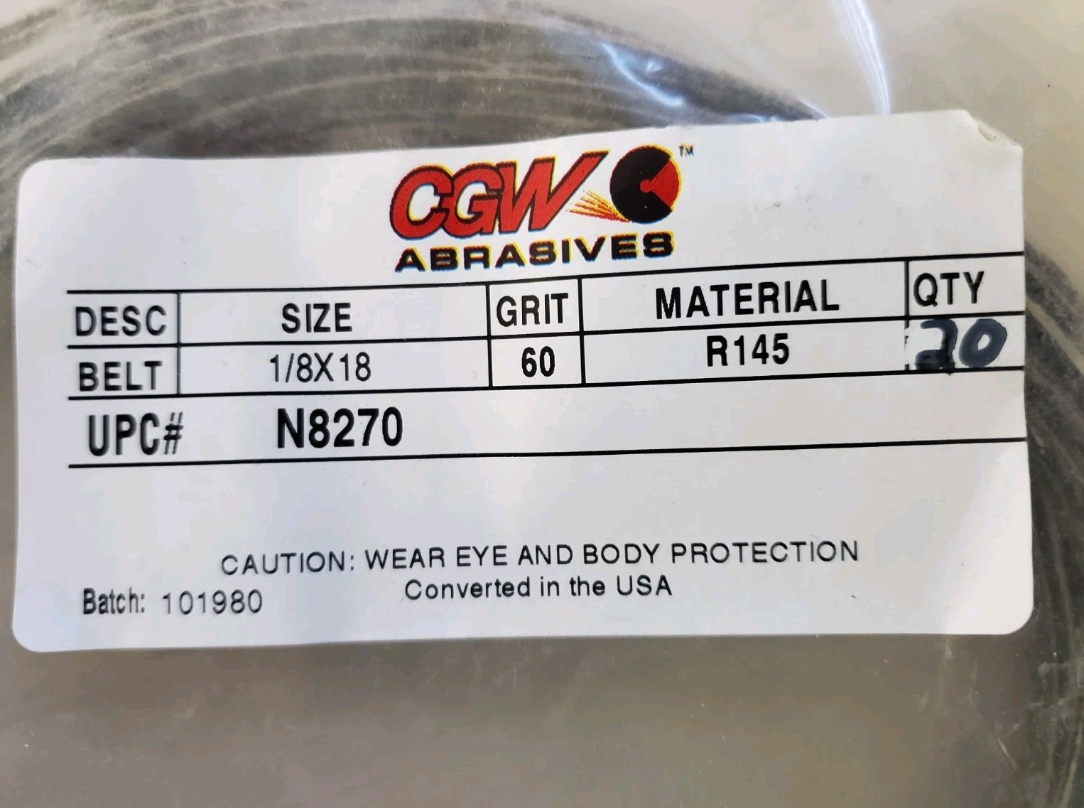 30PCS. 1/8″ X 18″ 60-GRIT ALUMINUM OXIDE SANDING BELTS CGW #N8270 “NEW”