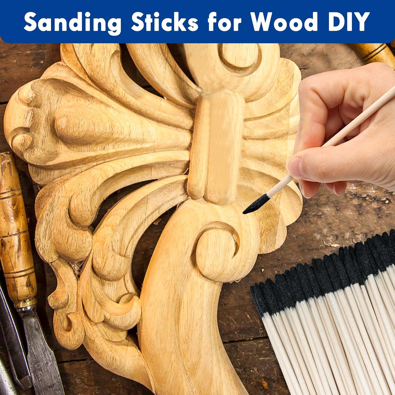 60 Pcs Sanding Sticks Double End, 150/280 Grit 5.4 x 0.2 Inch Fine Detailing Po