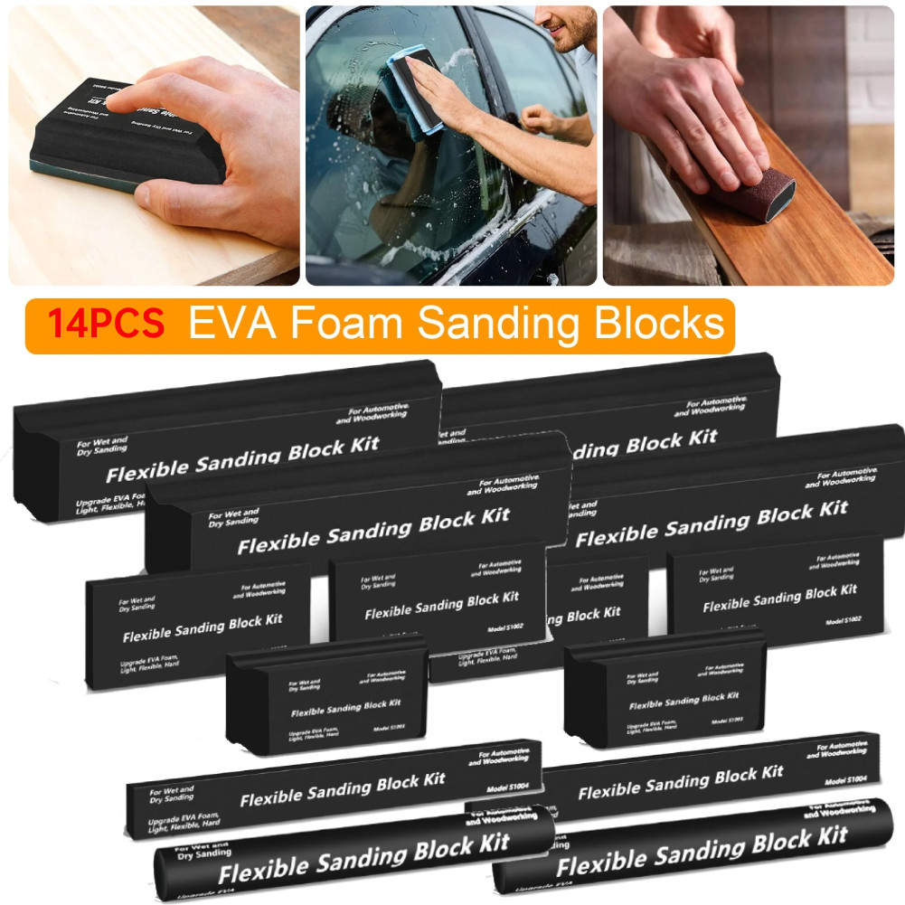 14Pcs EVA Foam Wet or Dry Autobody Sanding Blocks Kit for Automotive Bodywork