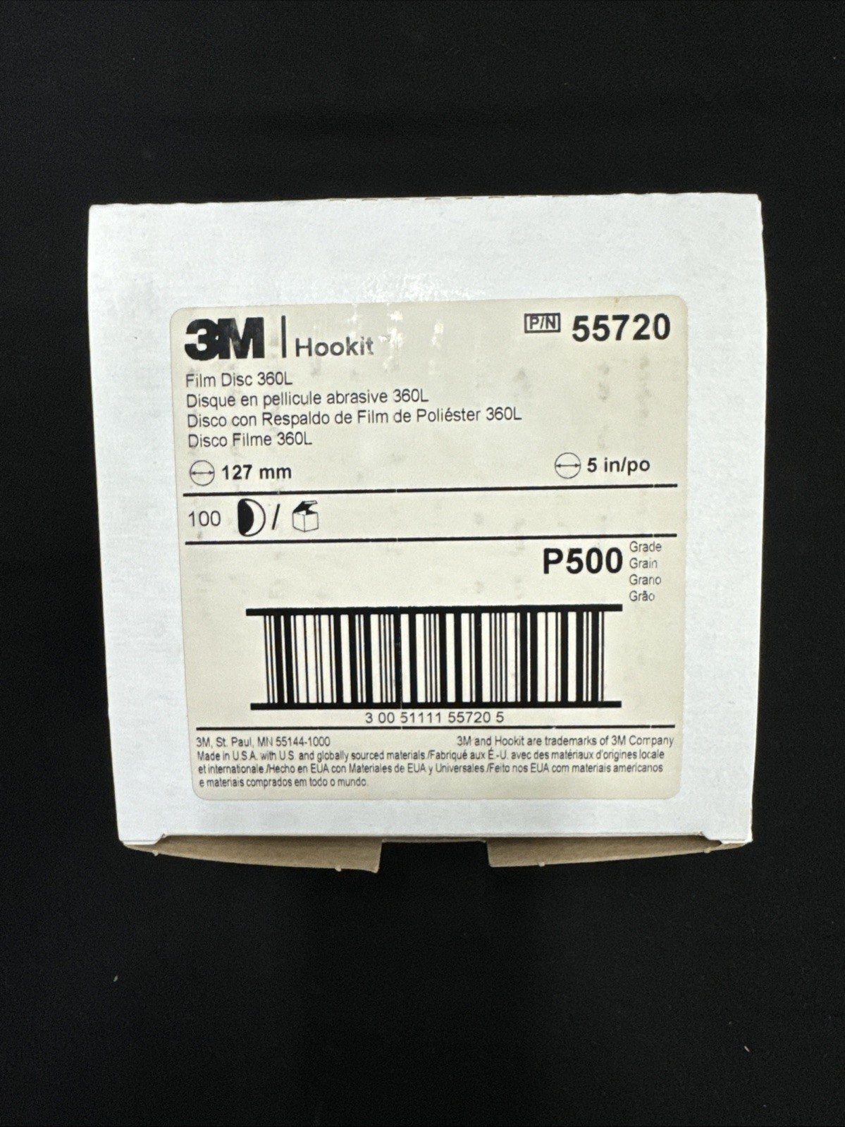 3M 55720 Hookit Film Disc Abrasive Sanding Discs Case of 500 New